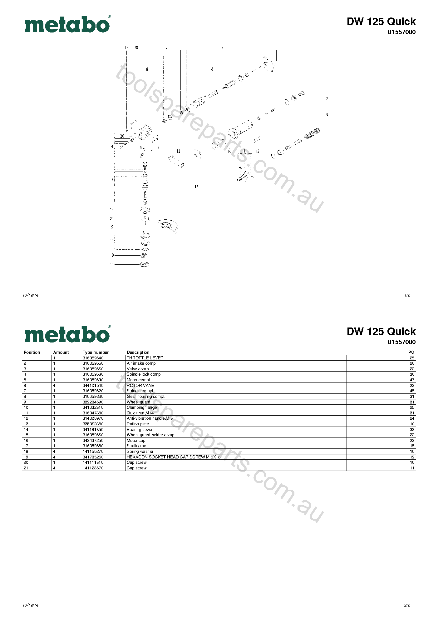 Metabo DW 125 Quick 01557000  Diagram 1