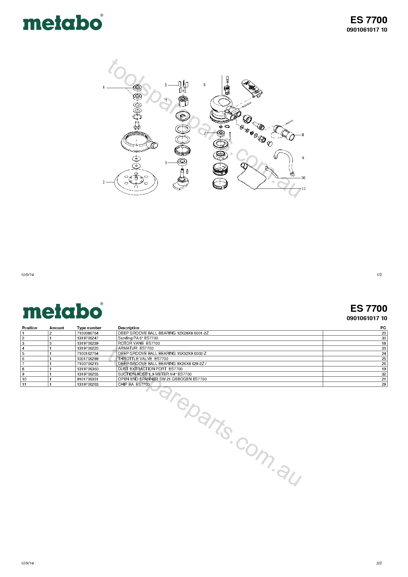 Metabo ES 7700 0901061017 10  Diagram 1