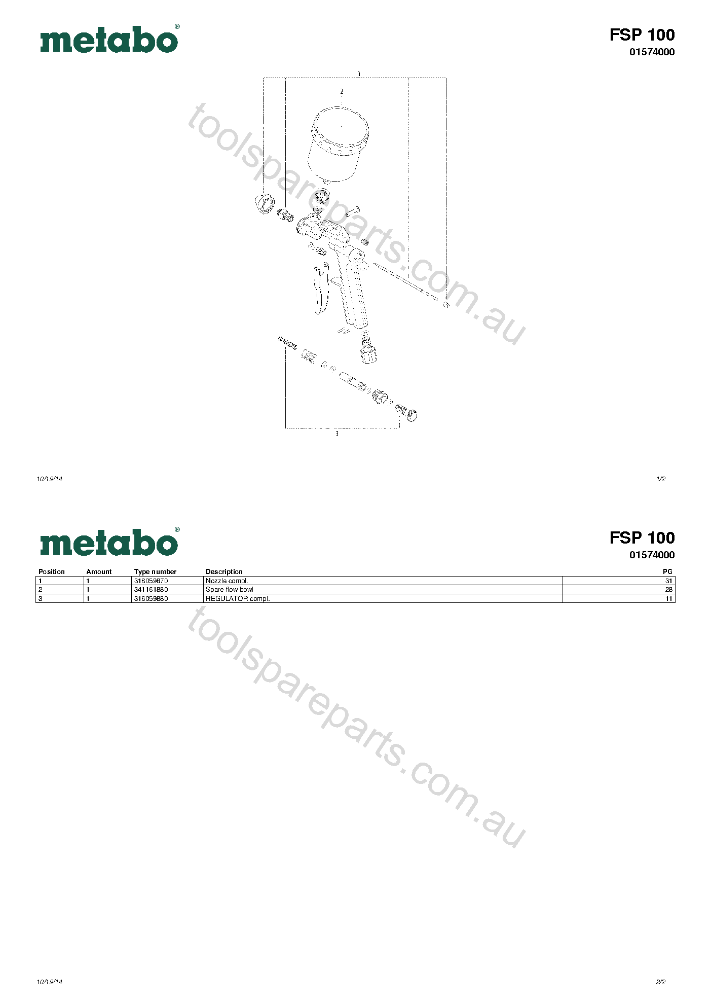 Metabo FSP 100 01574000  Diagram 1