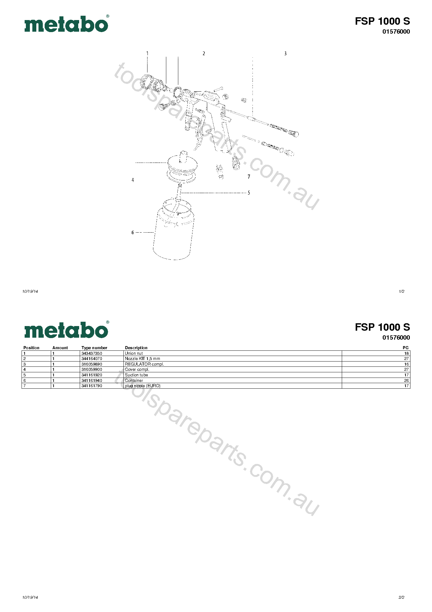 Metabo FSP 1000 S 01576000  Diagram 1
