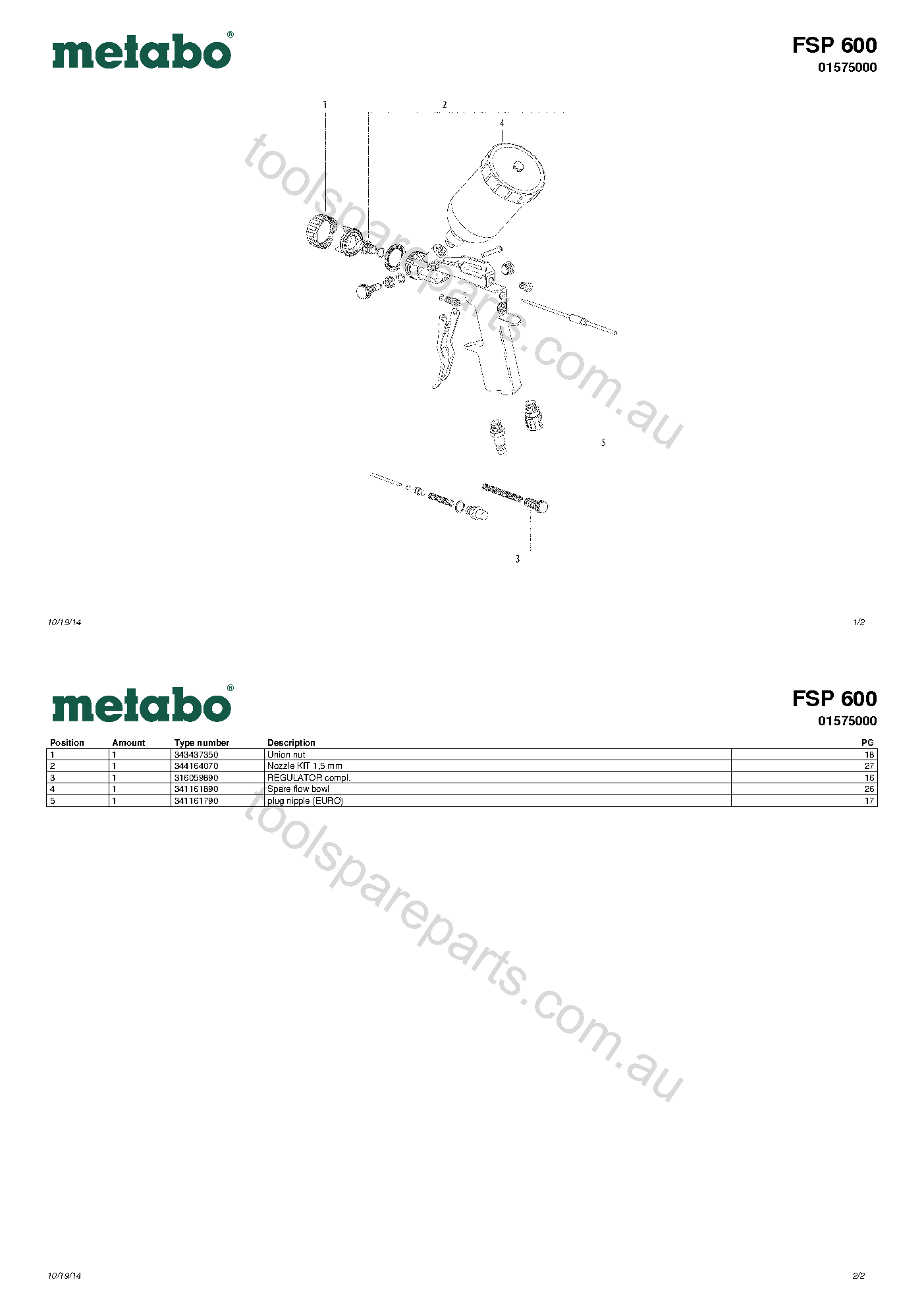 Metabo FSP 600 01575000  Diagram 1