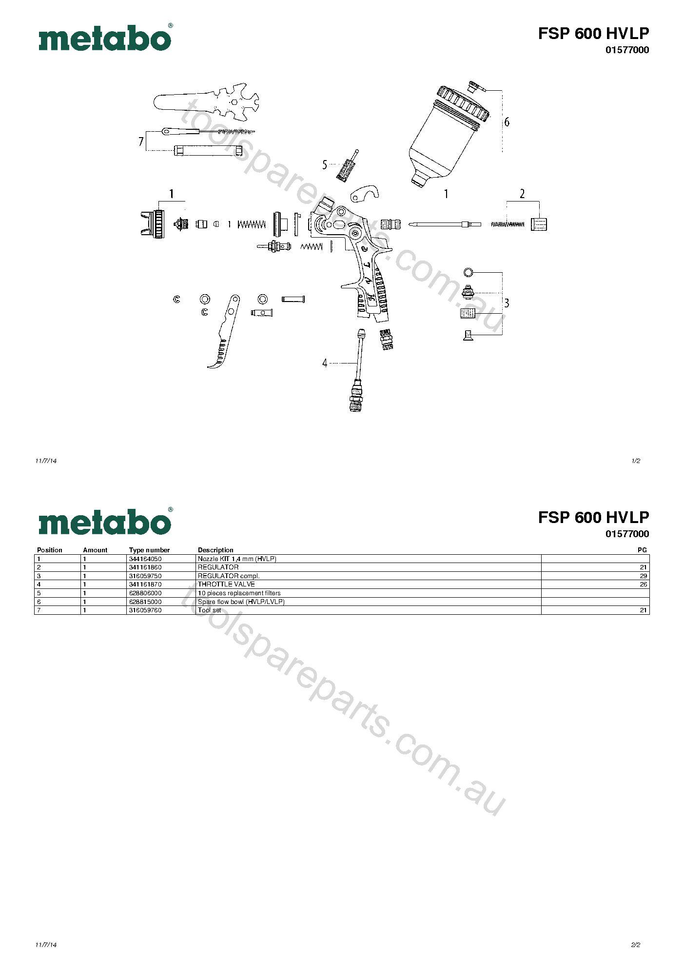 Metabo FSP 600 HVLP 01577000  Diagram 1