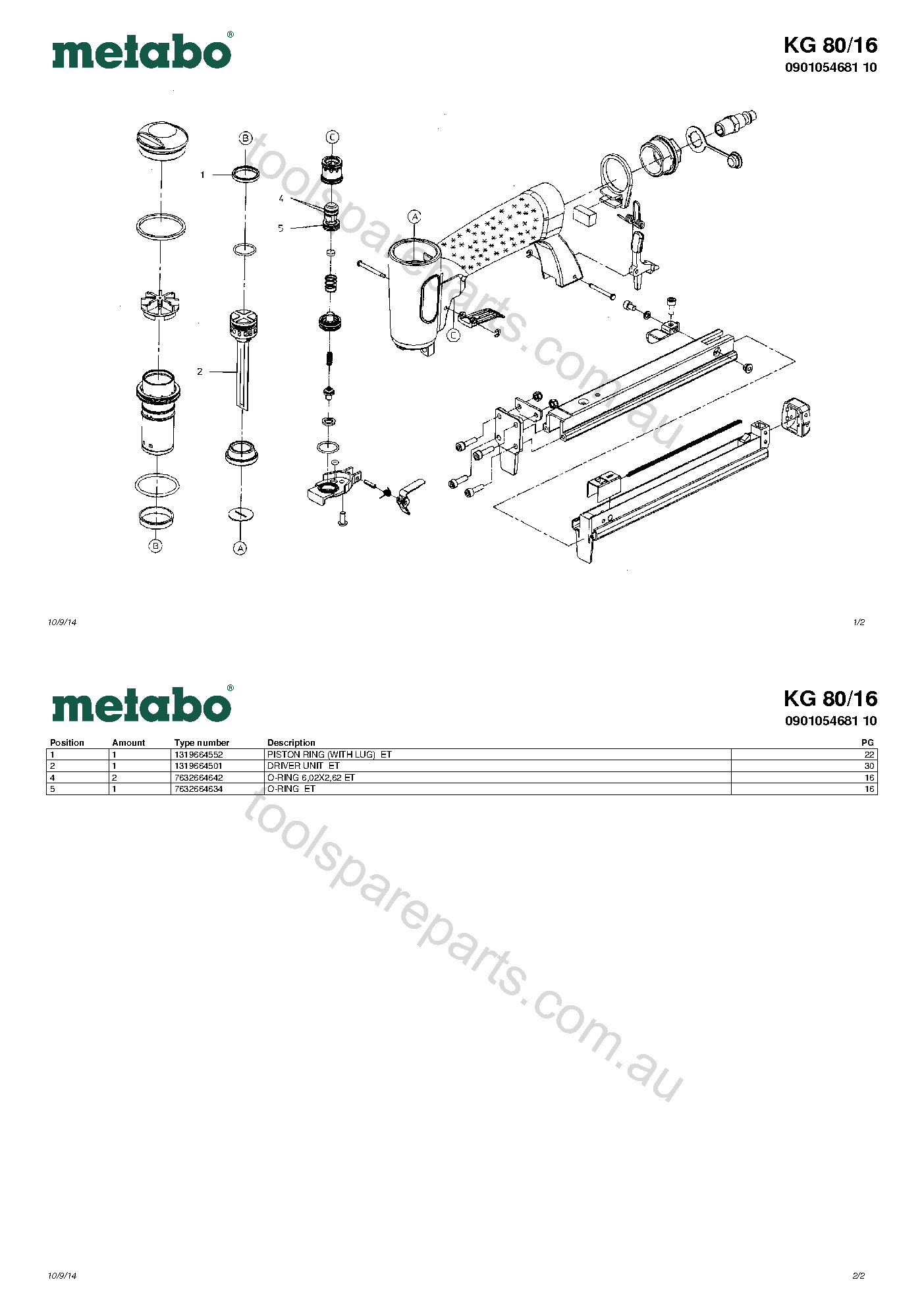 Metabo KG 80/16 0901054681 10  Diagram 1