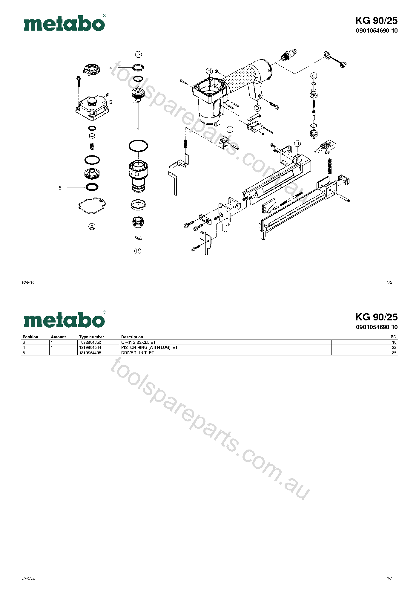 Metabo KG 90/25 0901054690 10  Diagram 1