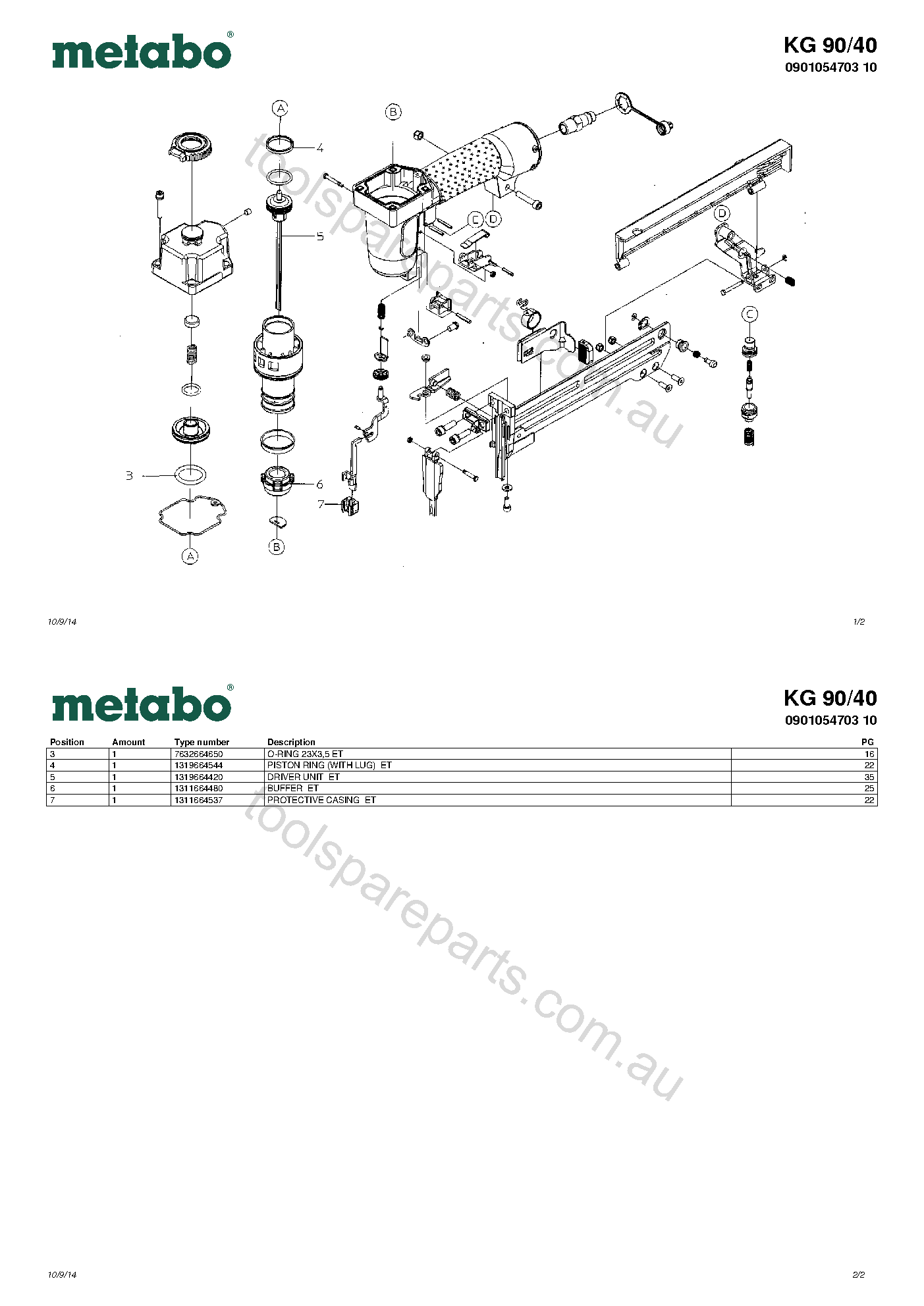 Metabo KG 90/40 0901054703 10  Diagram 1