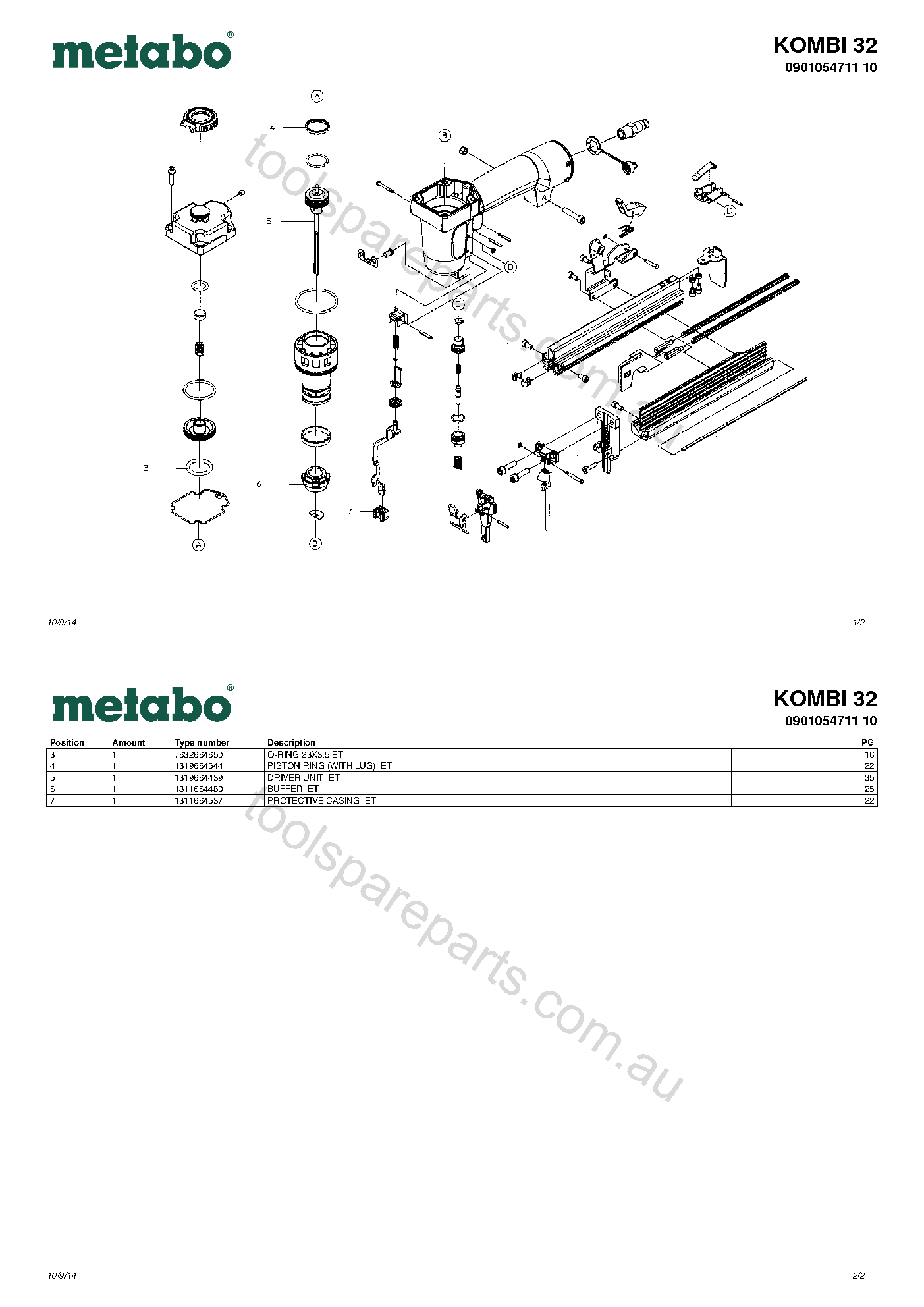 Metabo KOMBI 32 0901054711 10  Diagram 1