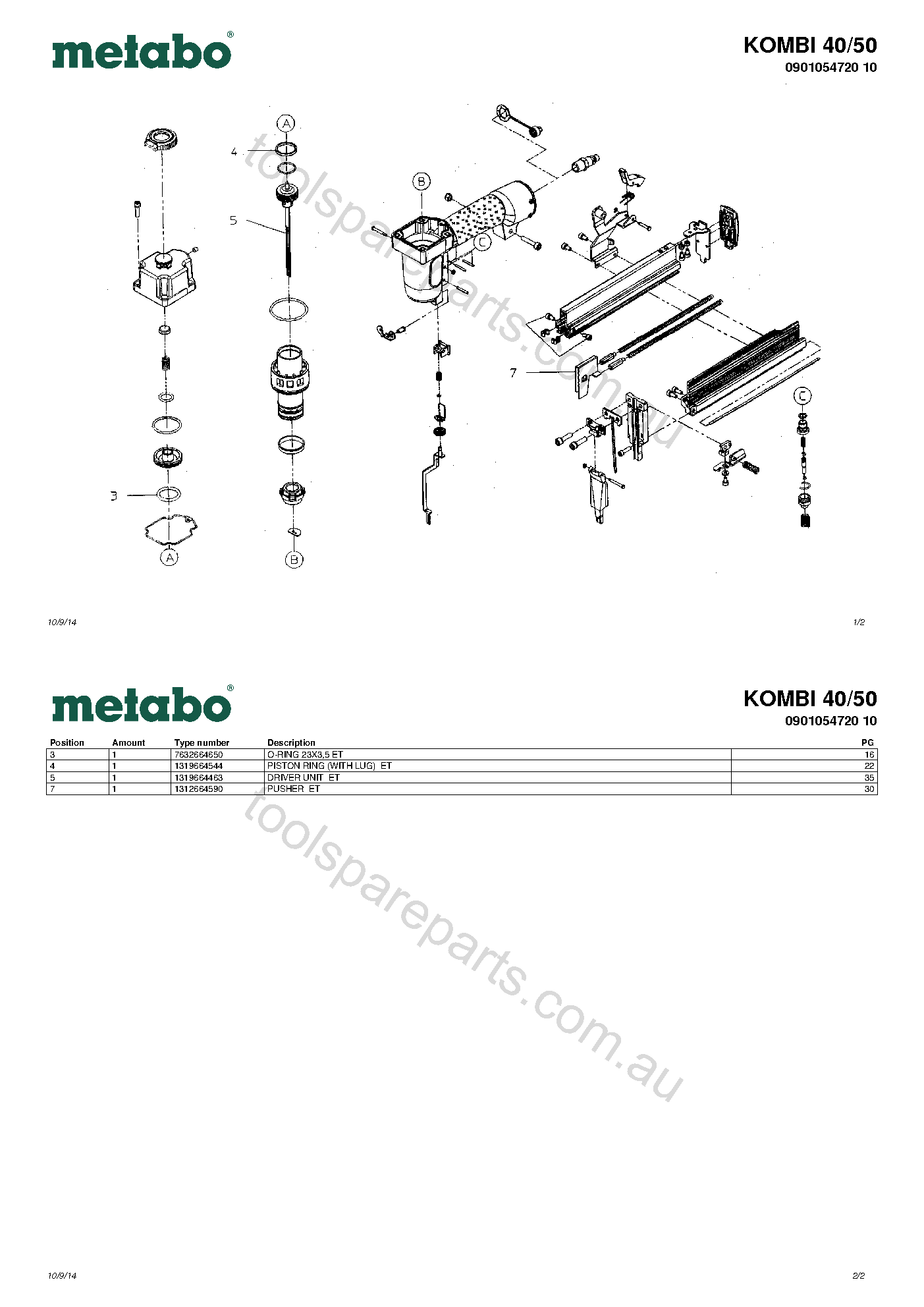Metabo KOMBI 40/50 0901054720 10  Diagram 1