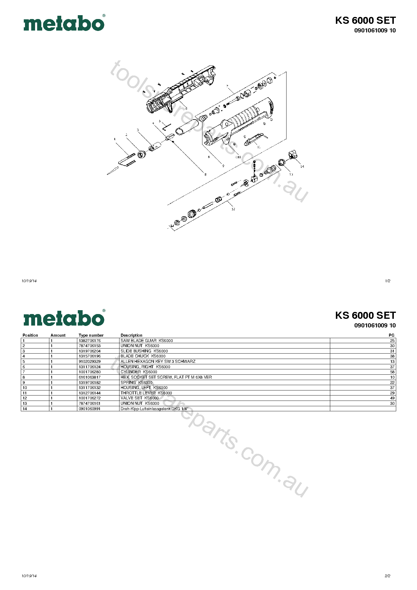 Metabo KS 6000 SET 0901061009 10  Diagram 1