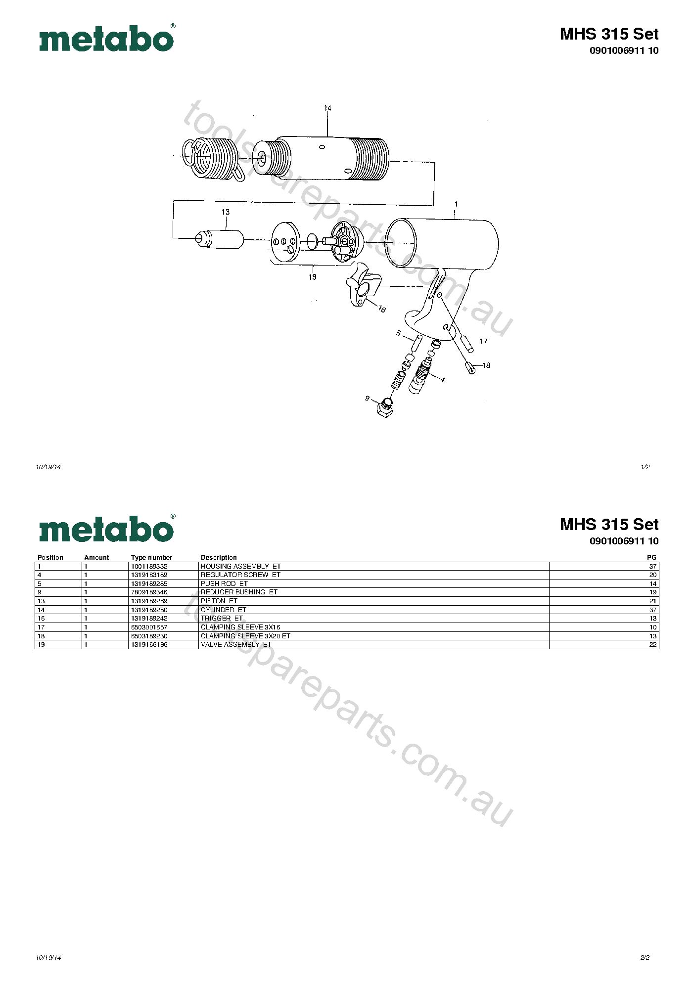 Metabo MHS 315 Set 0901006911 10  Diagram 1