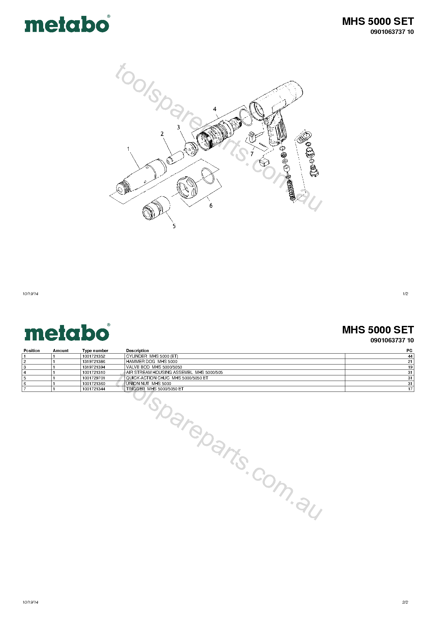 Metabo MHS 5000 SET 0901063737 10  Diagram 1
