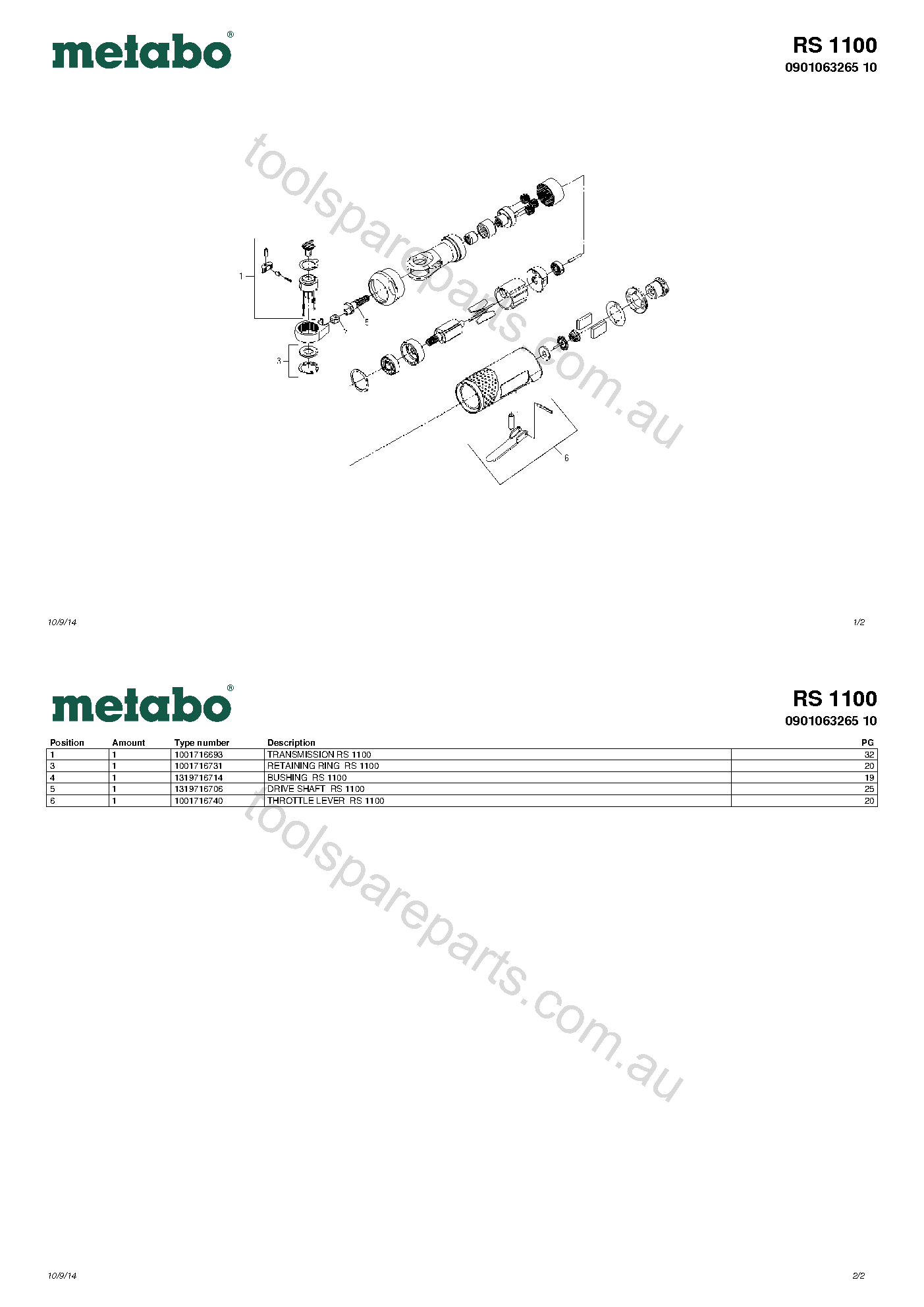 Metabo RS 1100 0901063265 10  Diagram 1