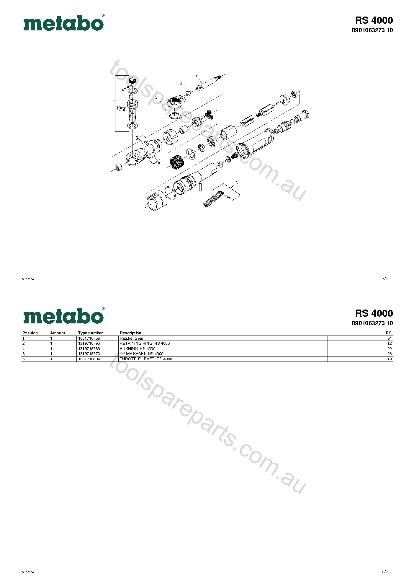 Metabo RS 4000 0901063273 10  Diagram 1