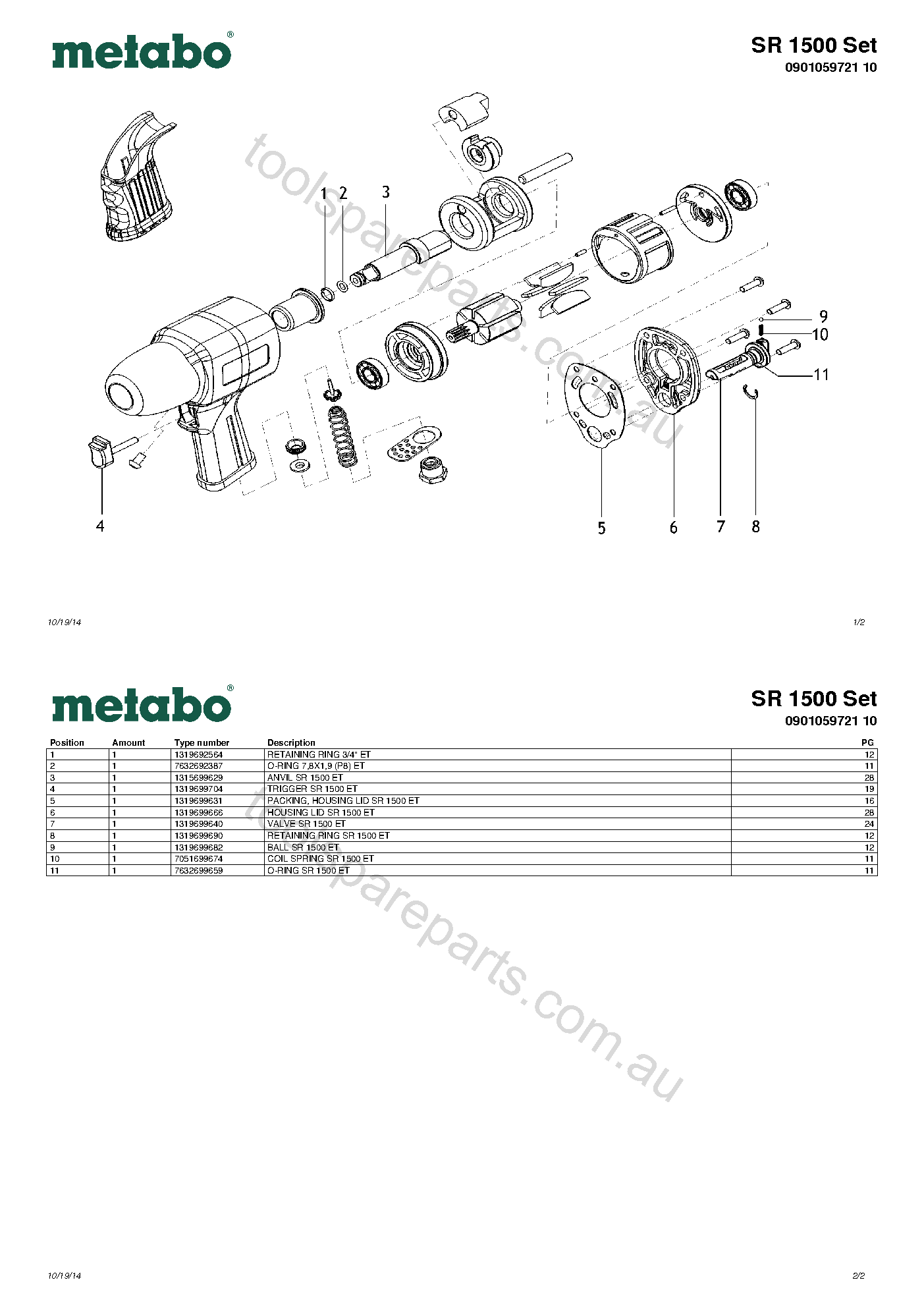 Metabo SR 1500 Set 0901059721 10  Diagram 1