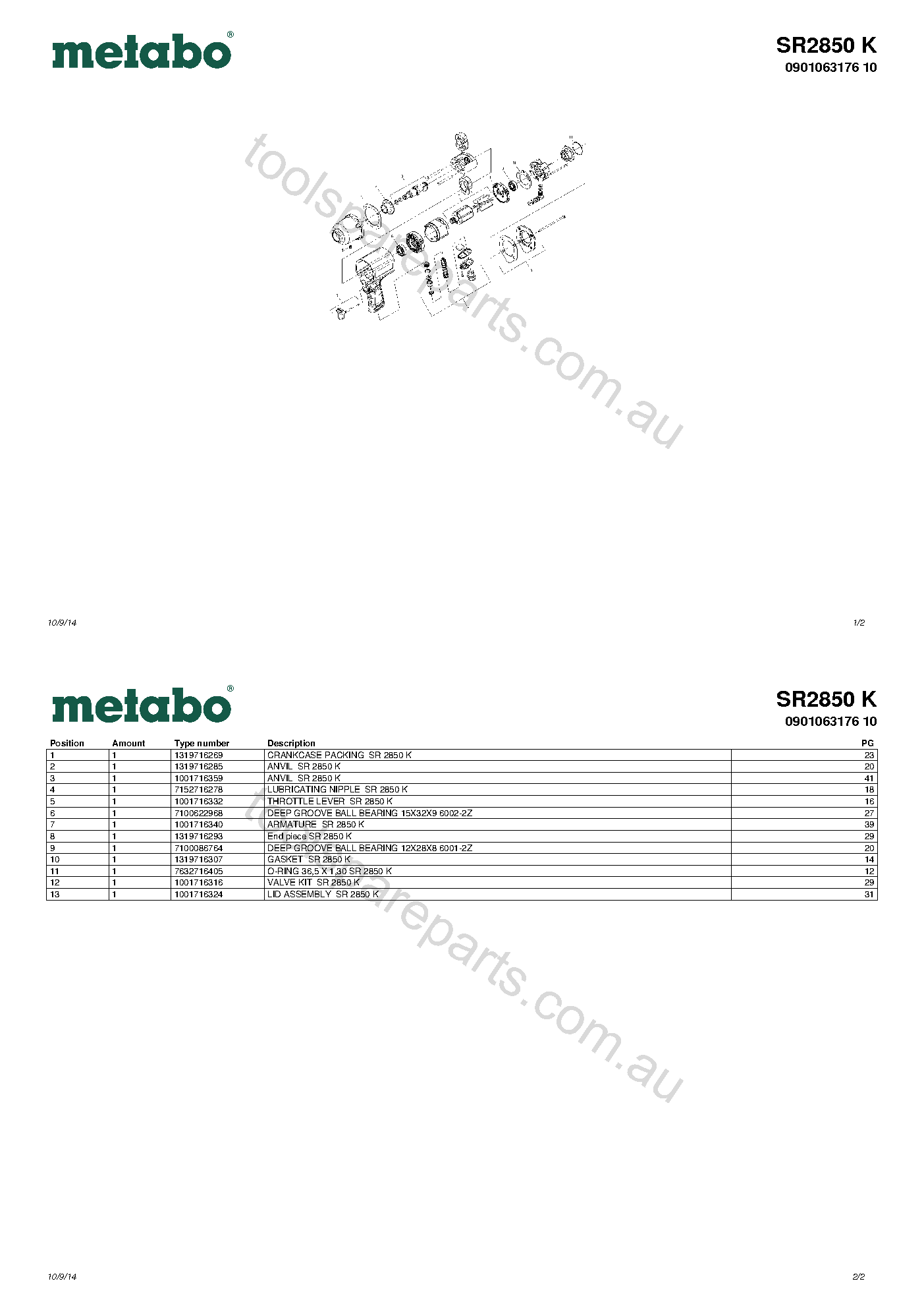 Metabo SR2850 K 0901063176 10  Diagram 1