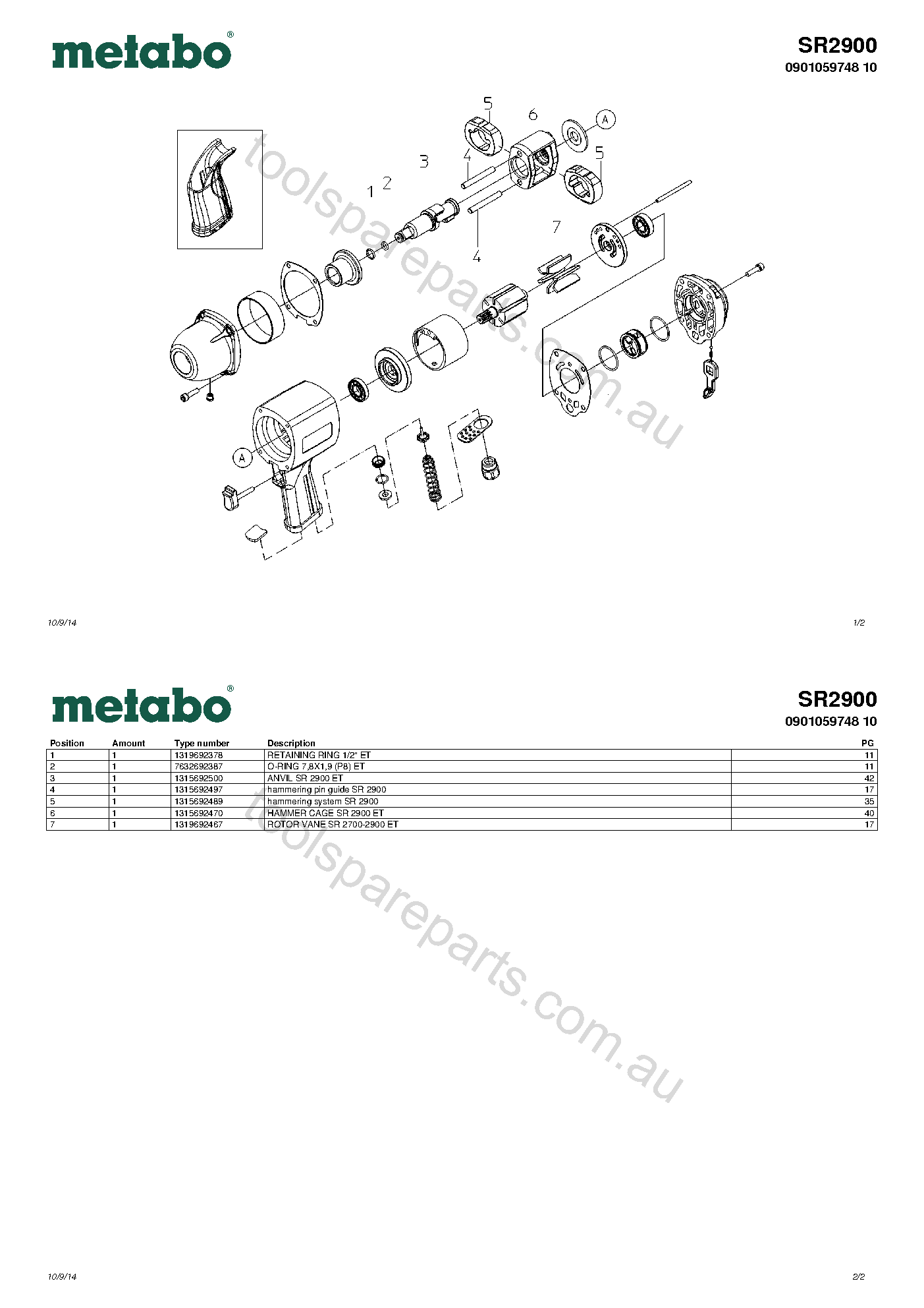 Metabo SR2900 0901059748 10  Diagram 1