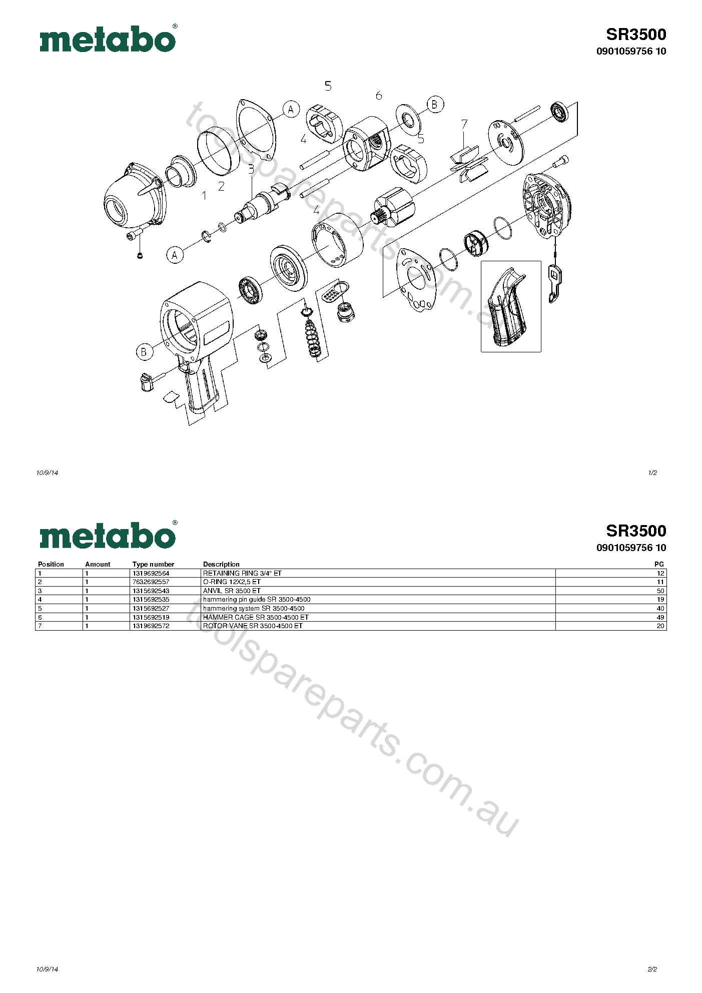 Metabo SR3500 0901059756 10  Diagram 1