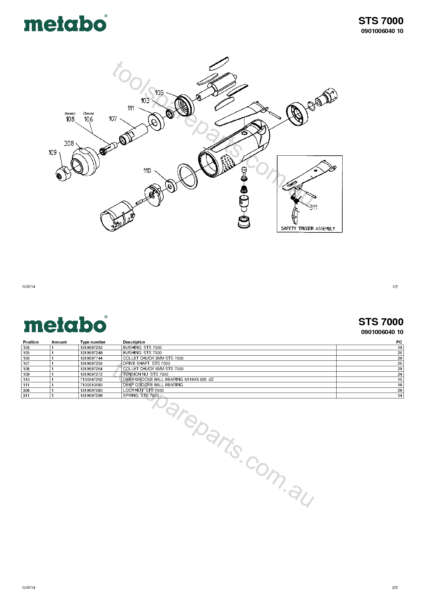 Metabo STS 7000 0901006040 10  Diagram 1