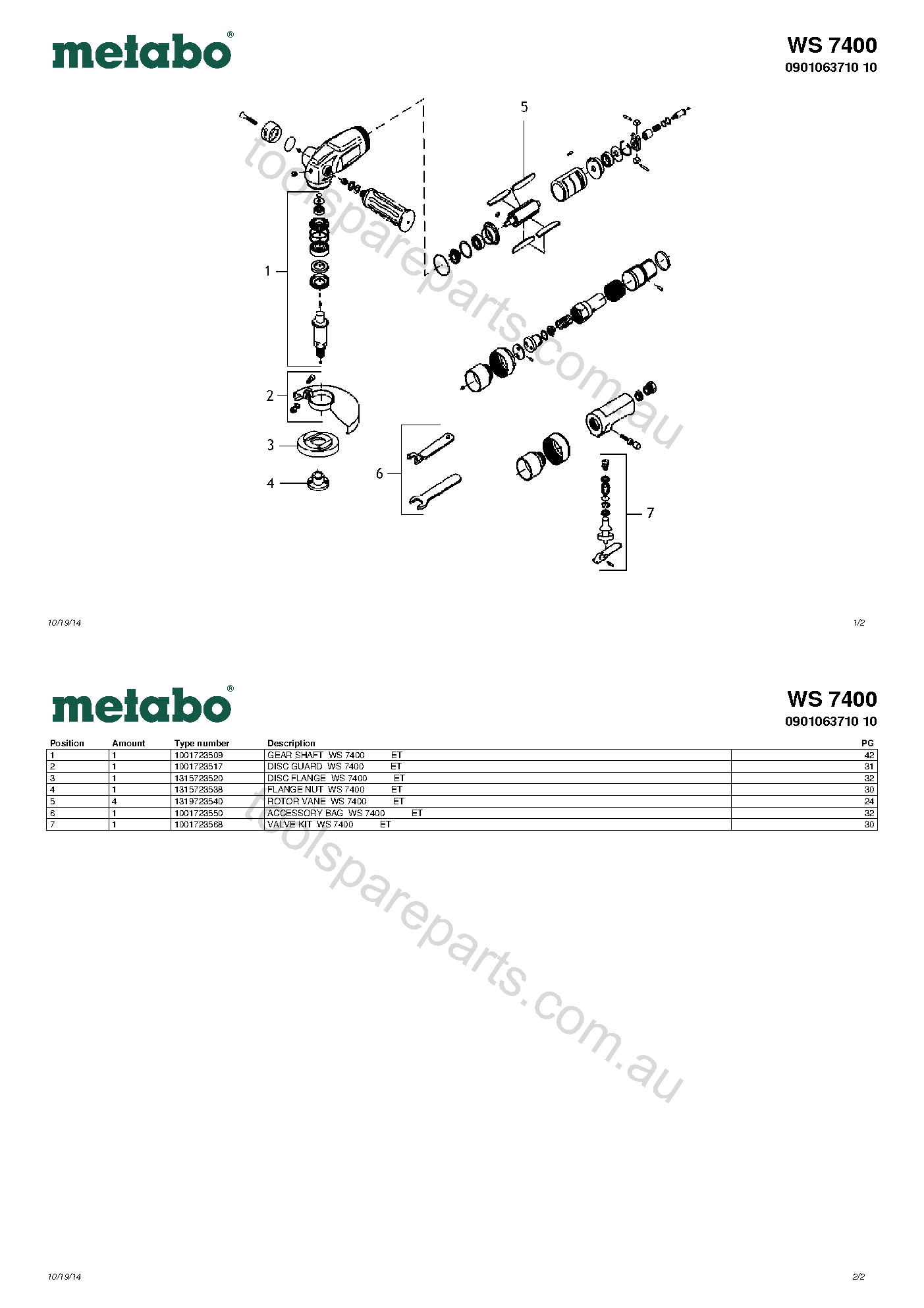 Metabo WS 7400 0901063710 10  Diagram 1