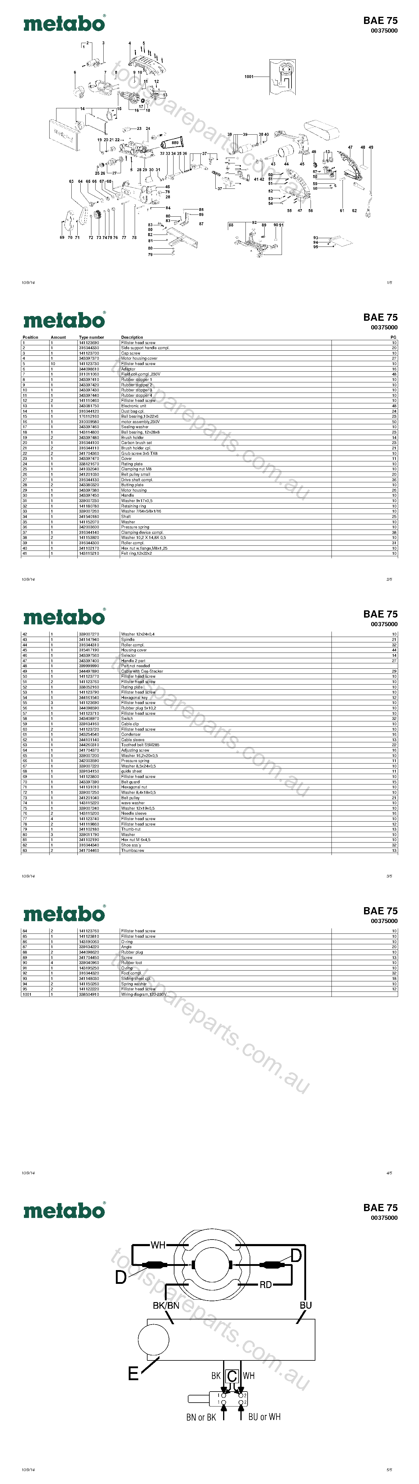 Metabo BAE 75 00375000  Diagram 1
