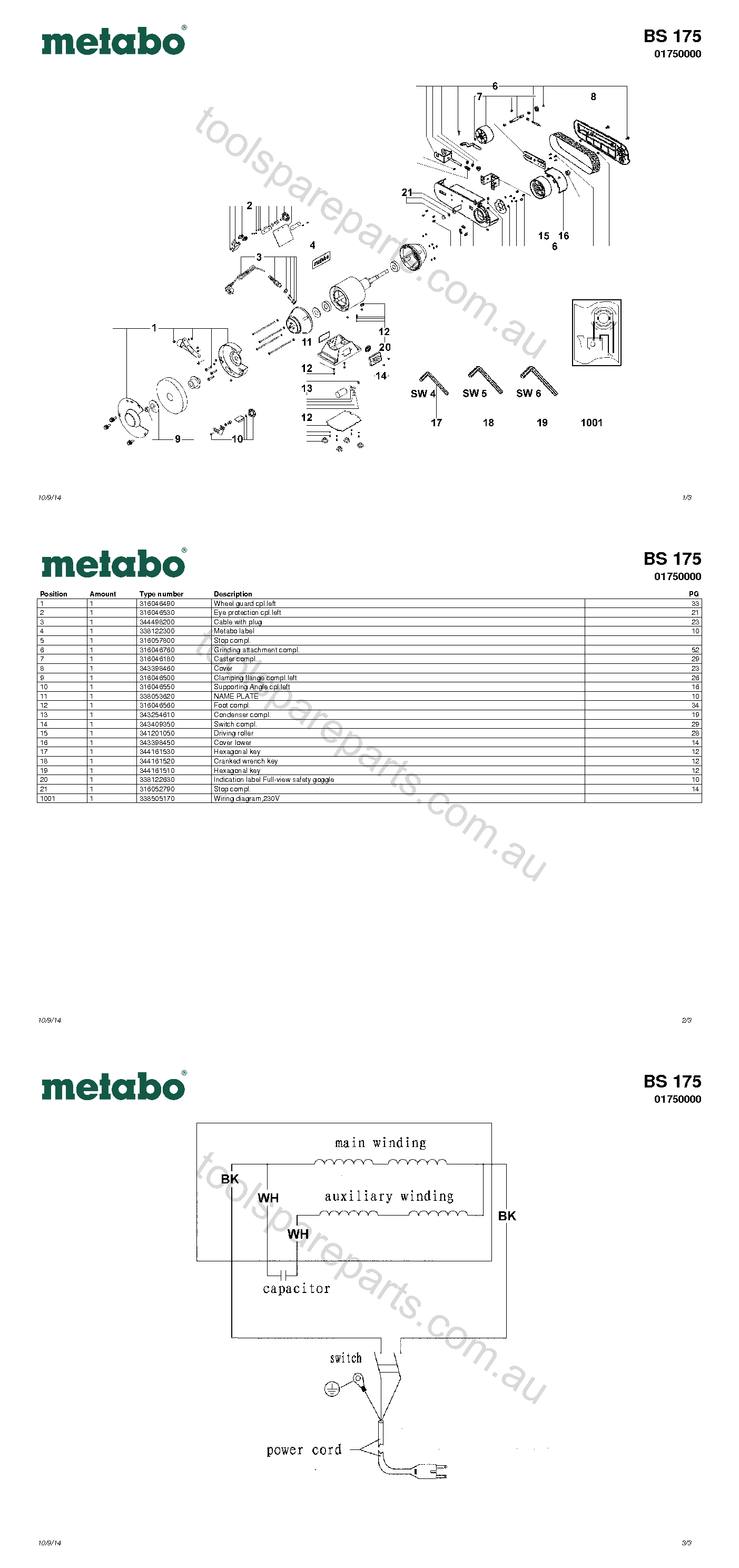 Metabo BS 175 01750000  Diagram 1