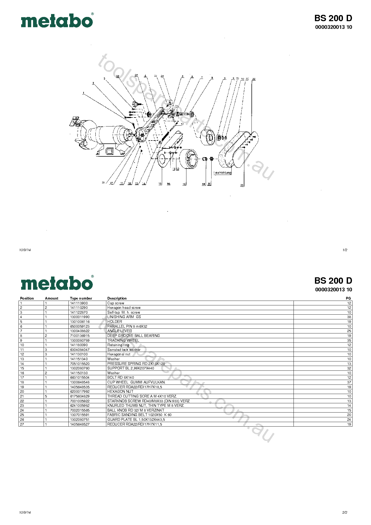 Metabo BS 200 D 0000320013 10  Diagram 1