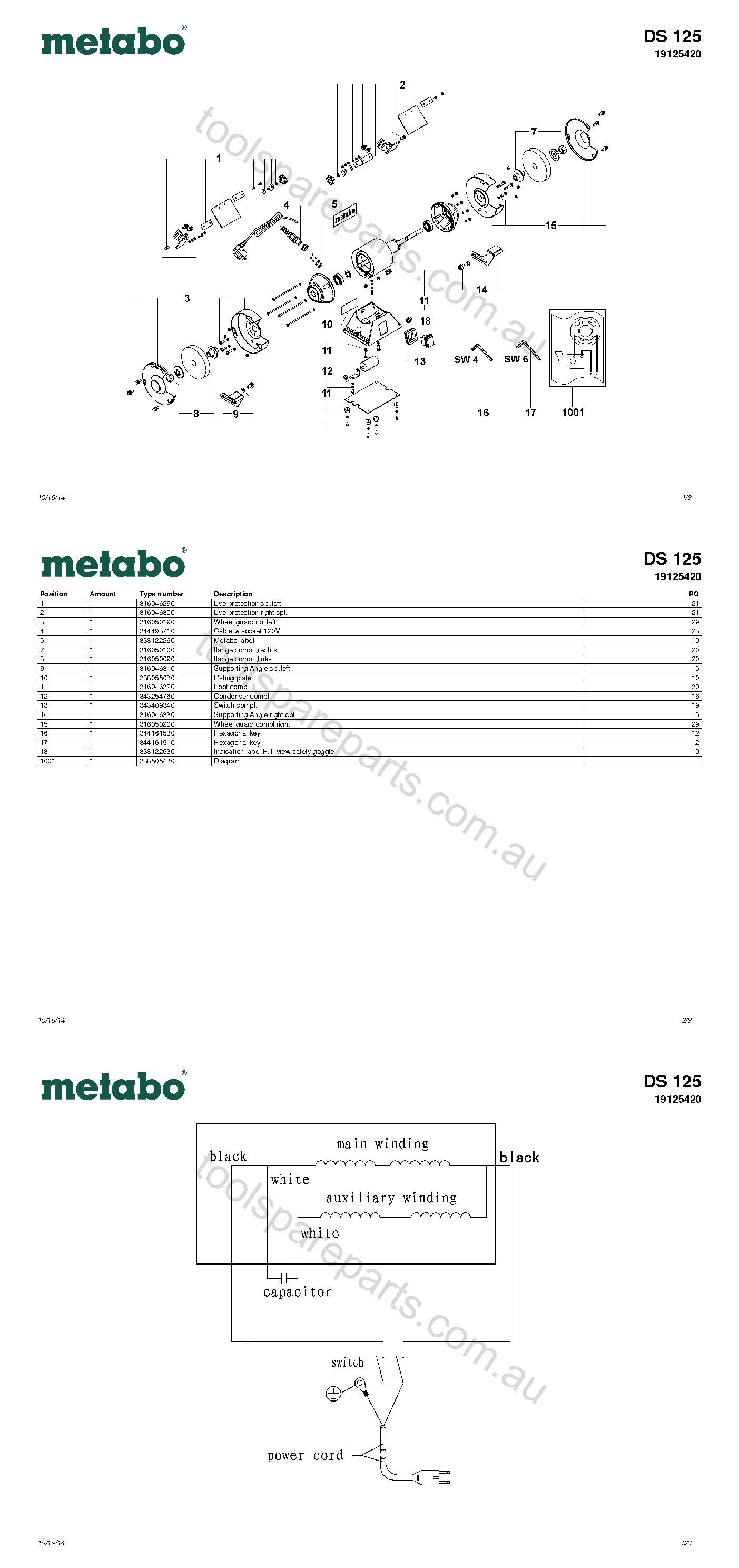 Metabo DS 125 19125420  Diagram 1