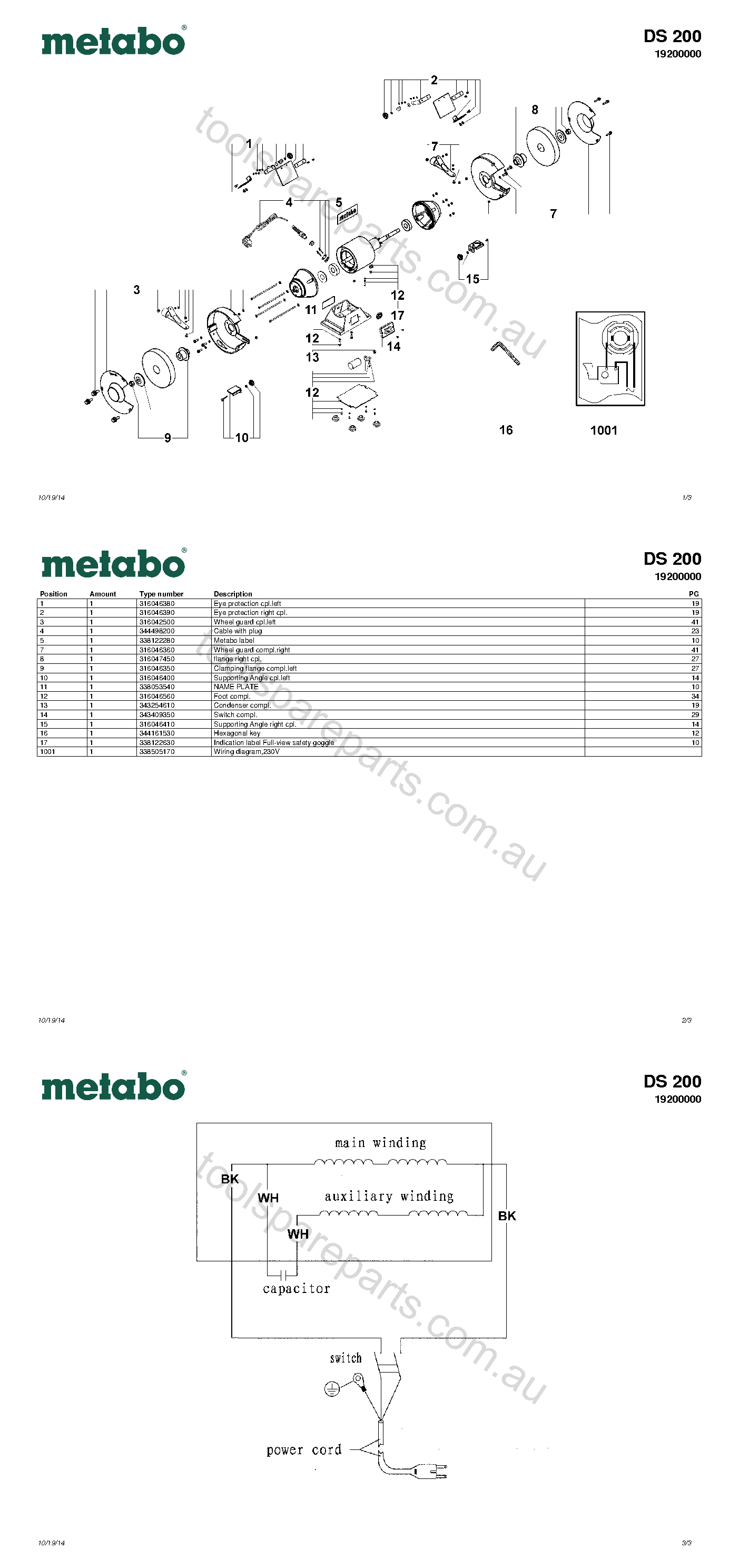 Metabo DS 200 19200000  Diagram 1