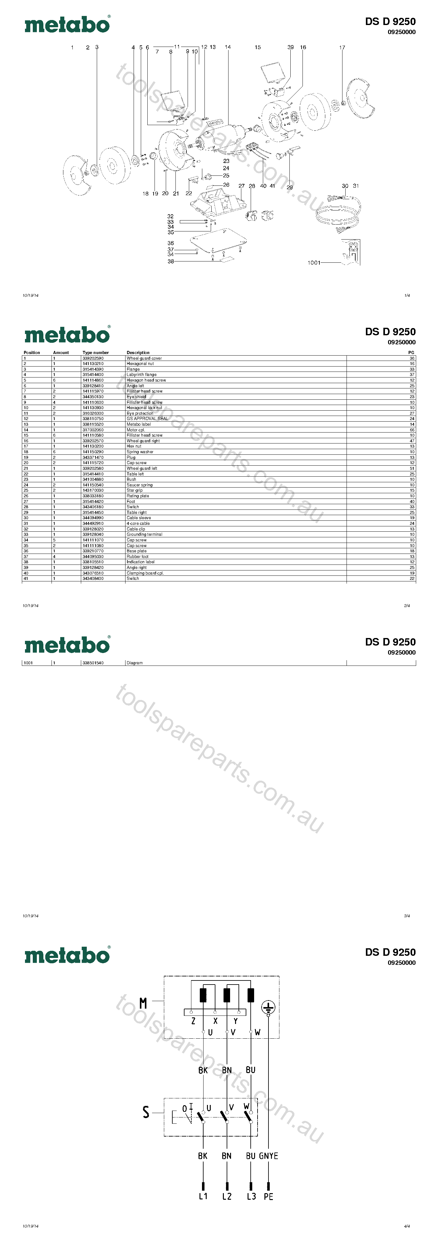 Metabo DS D 9250 09250000  Diagram 1