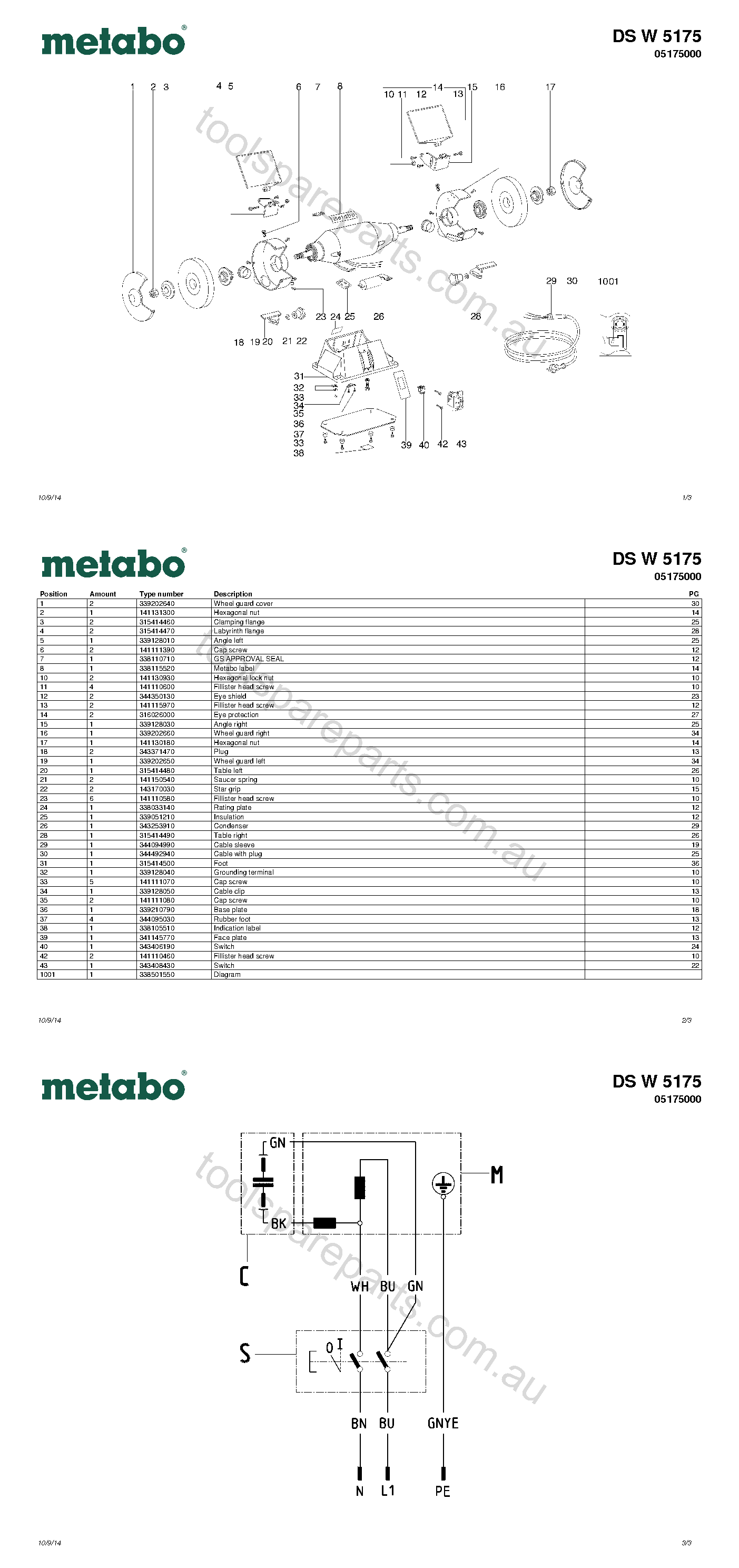 Metabo DS W 5175 05175000  Diagram 1