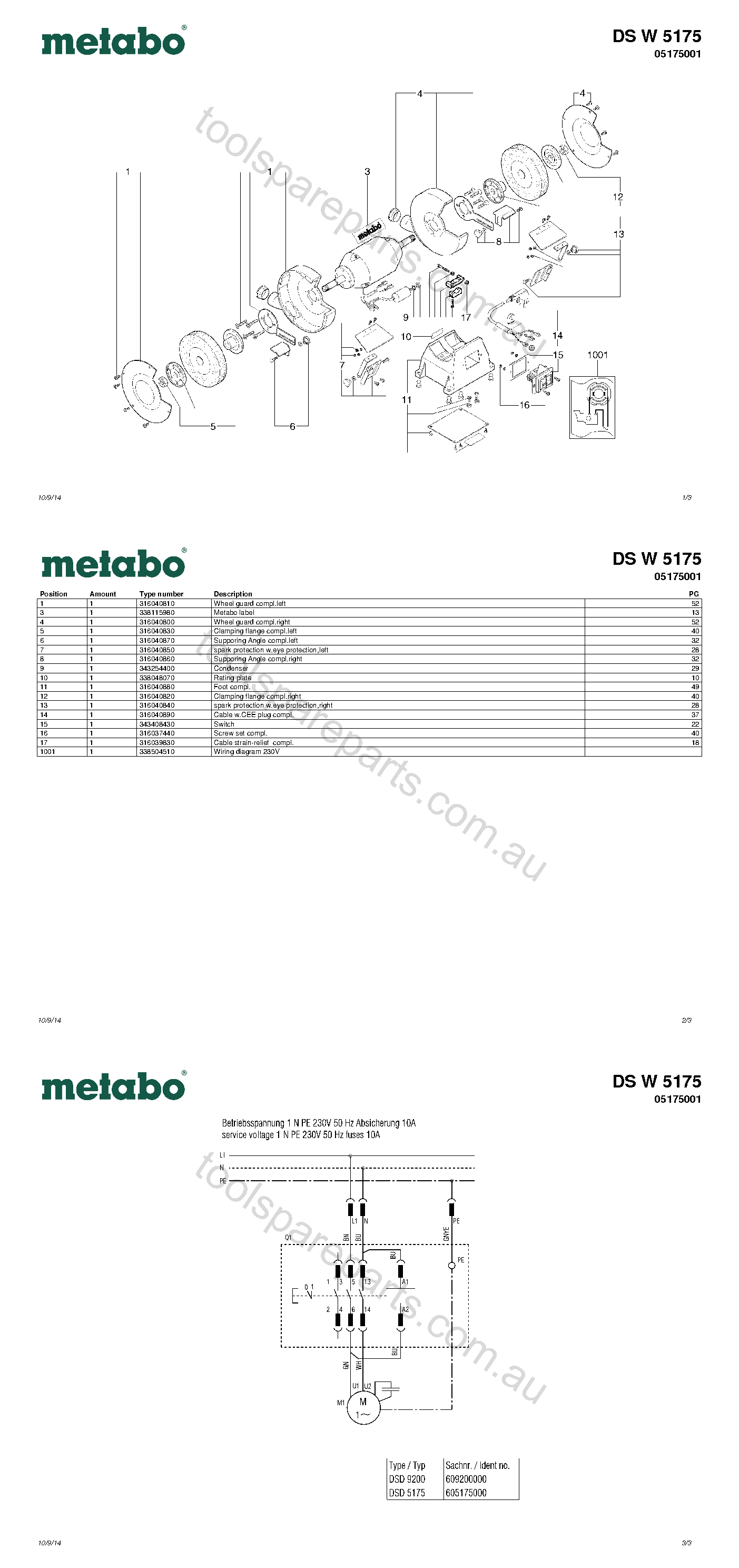 Metabo DS W 5175 05175001  Diagram 1