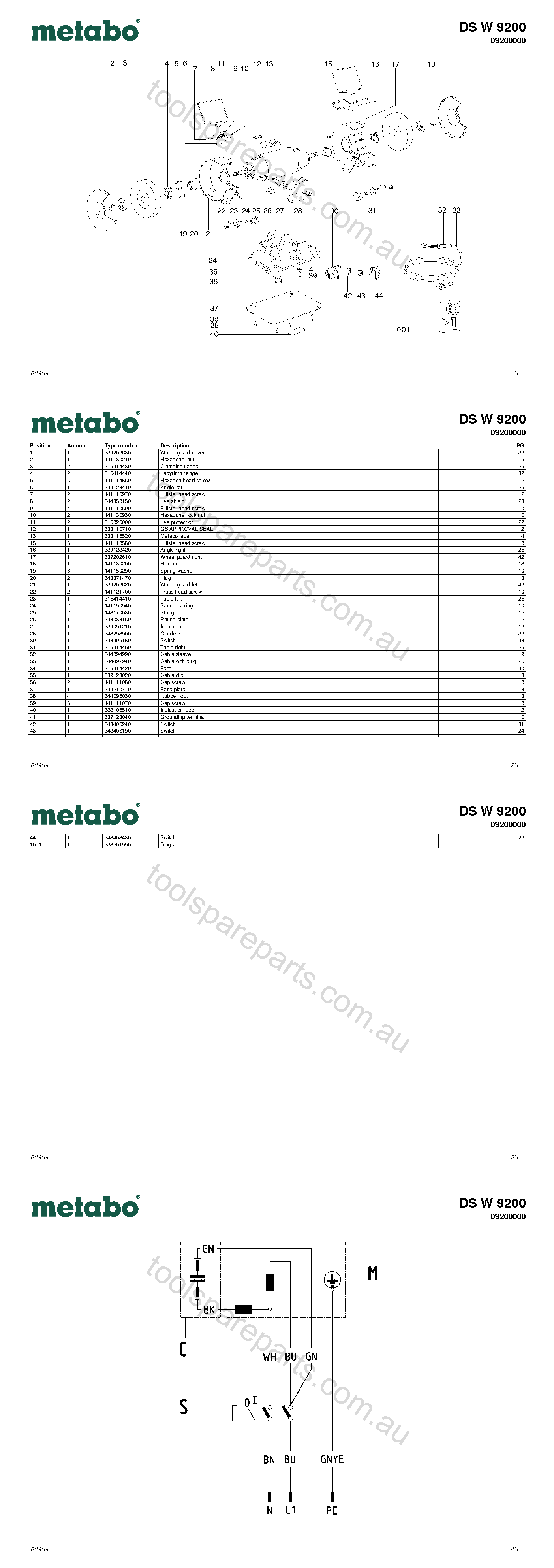 Metabo DS W 9200 09200000  Diagram 1