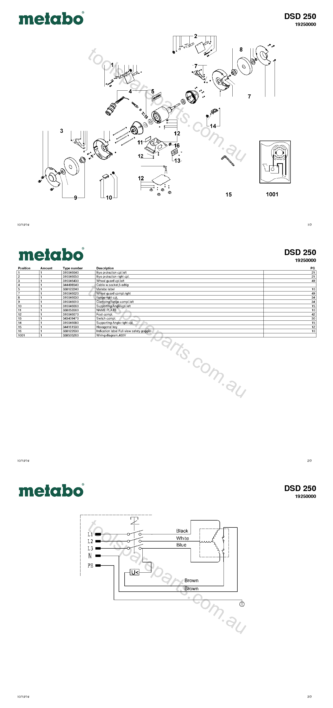 Metabo DSD 250 19250000  Diagram 1