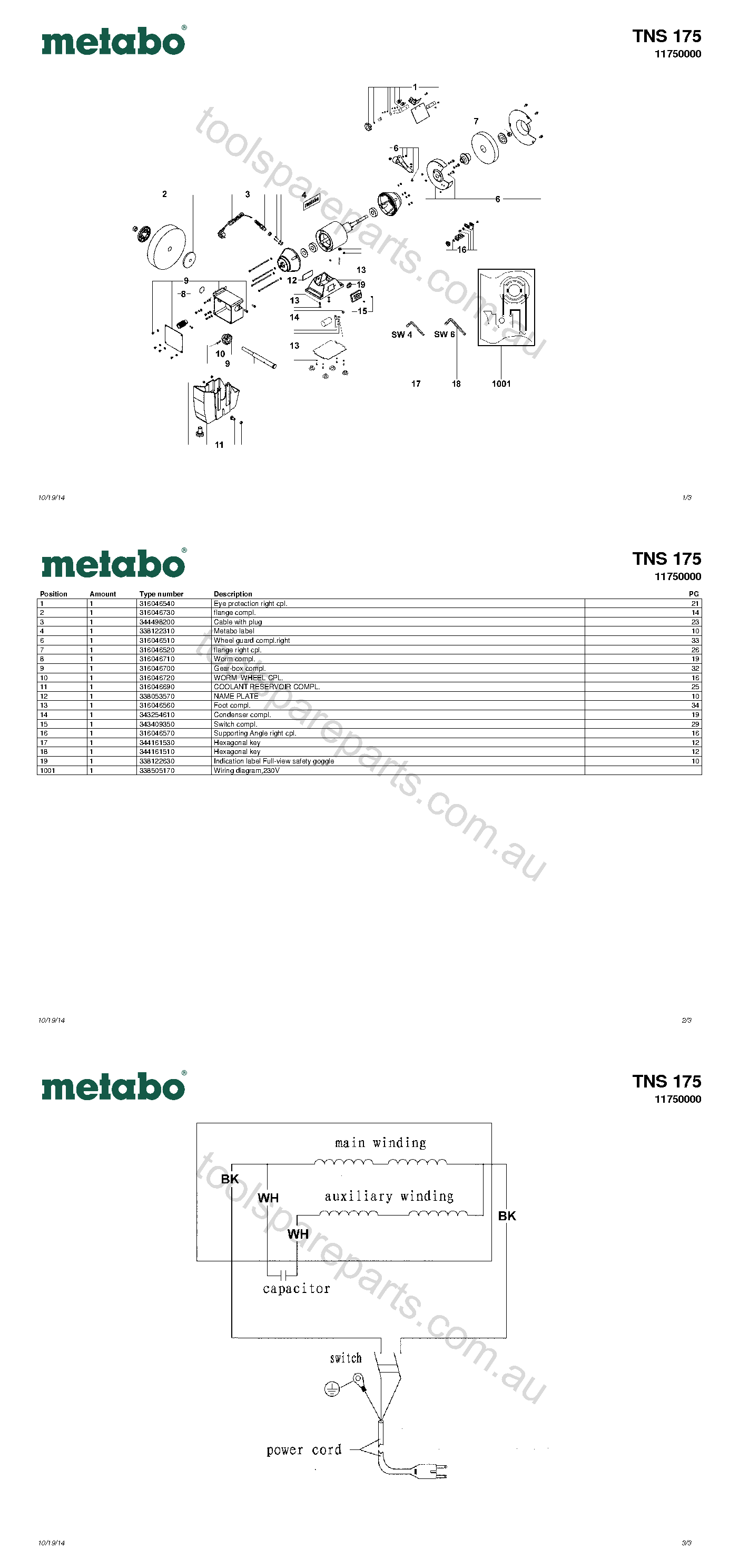 Metabo TNS 175 11750000  Diagram 1