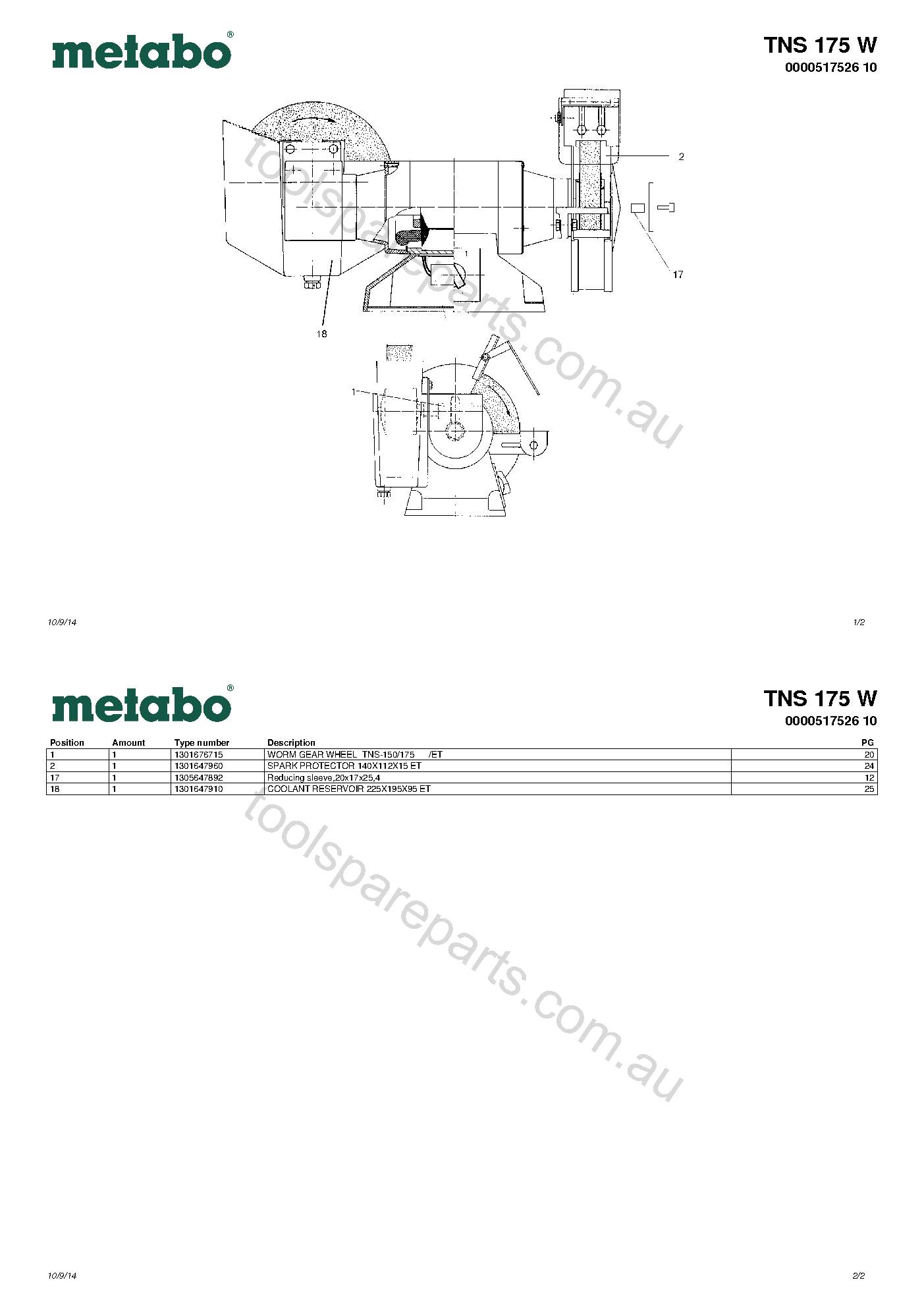 Metabo TNS 175 W 0000517526 10  Diagram 1
