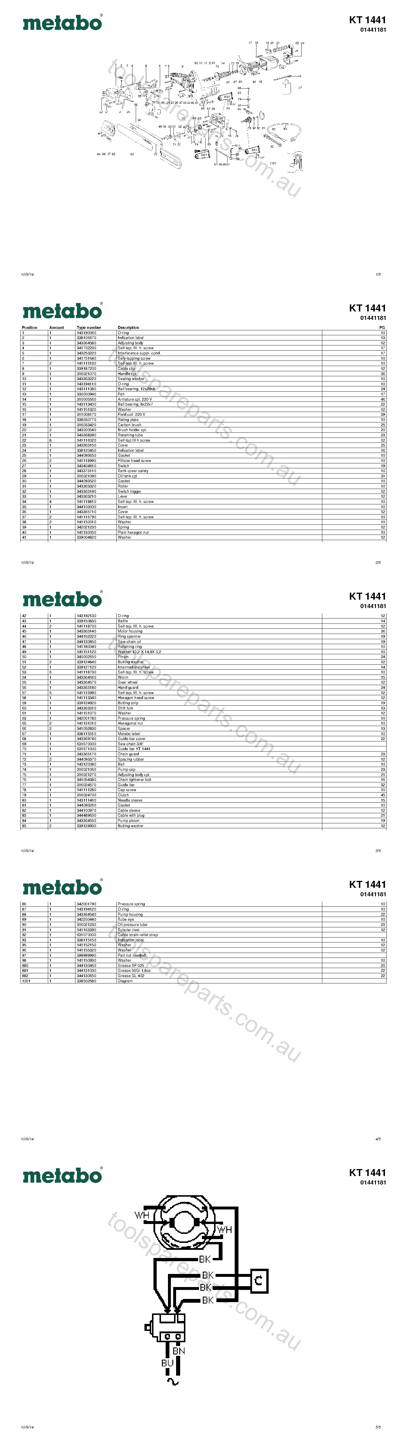 Metabo KT 1441 01441181  Diagram 1