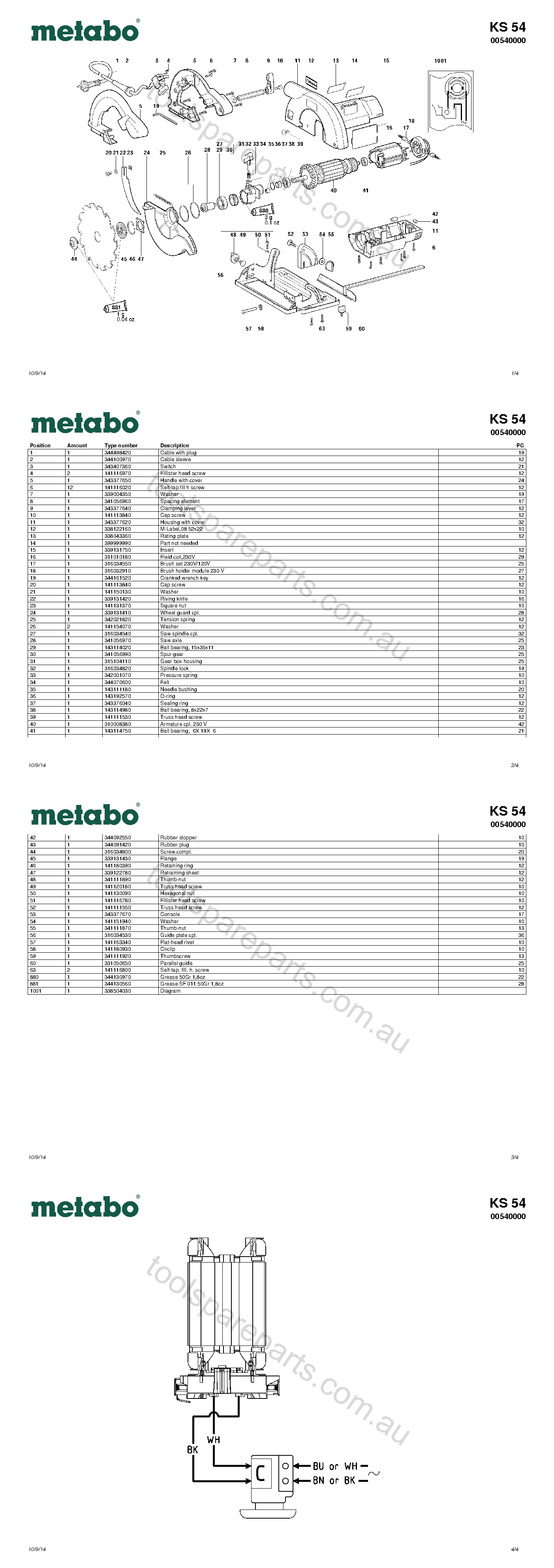 Metabo KS 54 00540000  Diagram 1