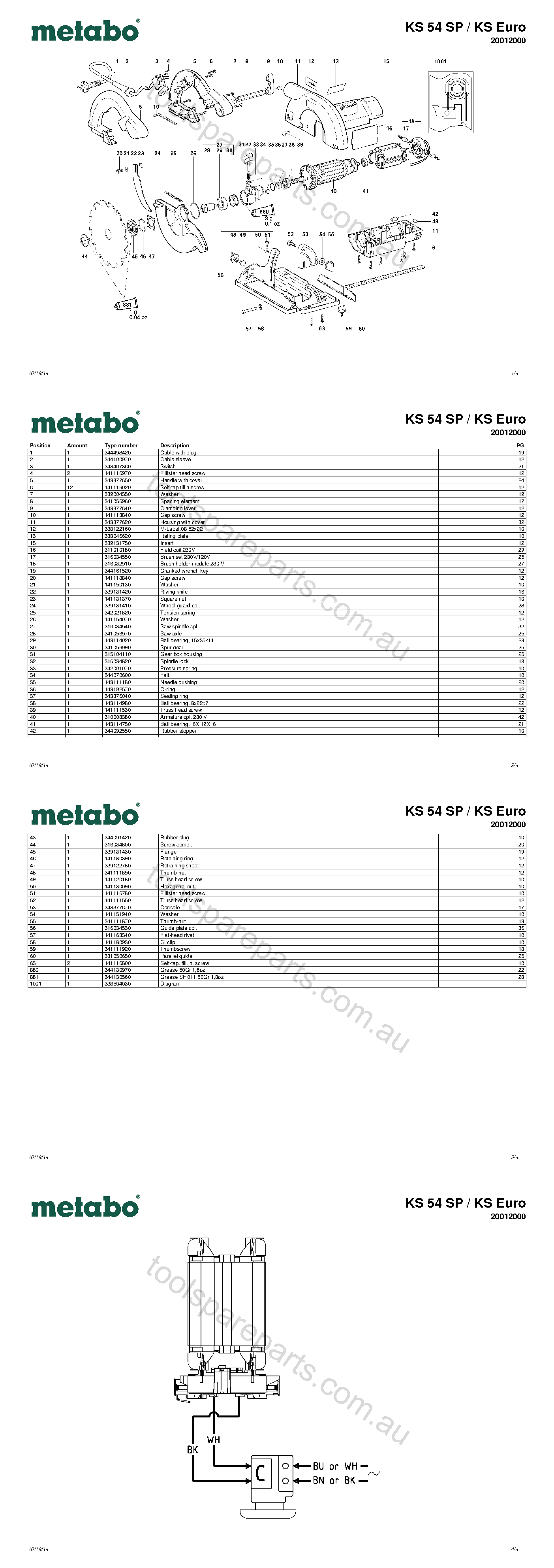 Metabo KS 54 SP / KS Euro 20012000  Diagram 1