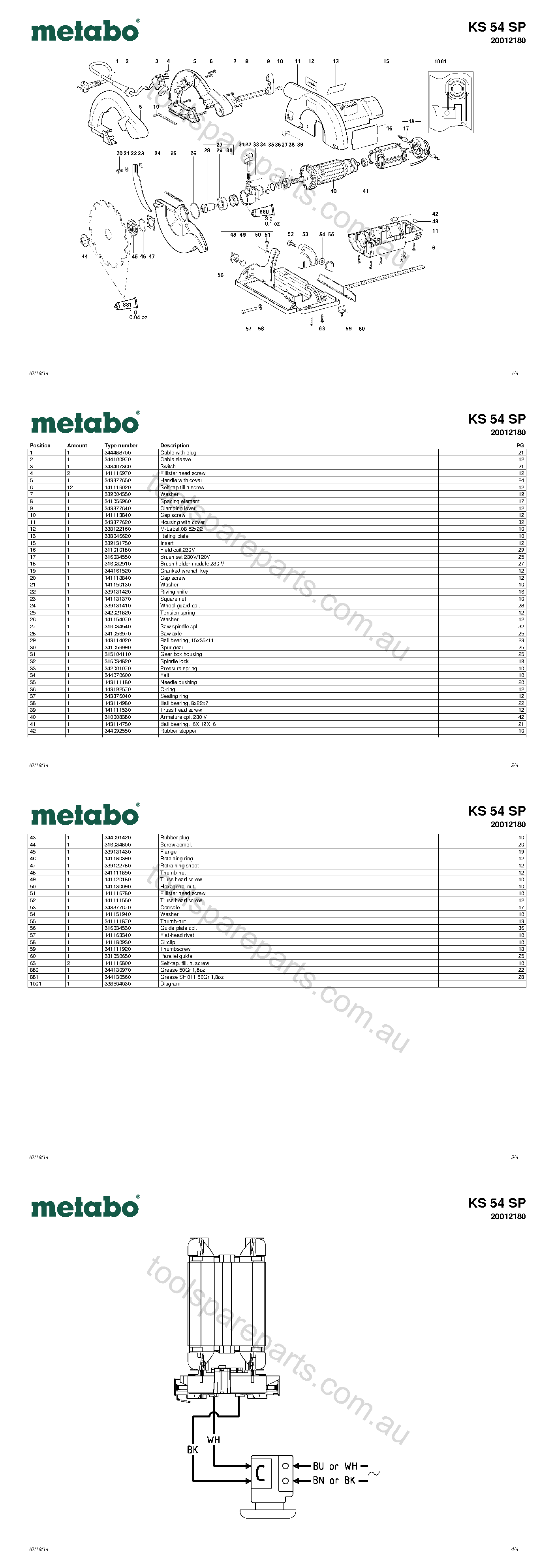 Metabo KS 54 SP 20012180  Diagram 1