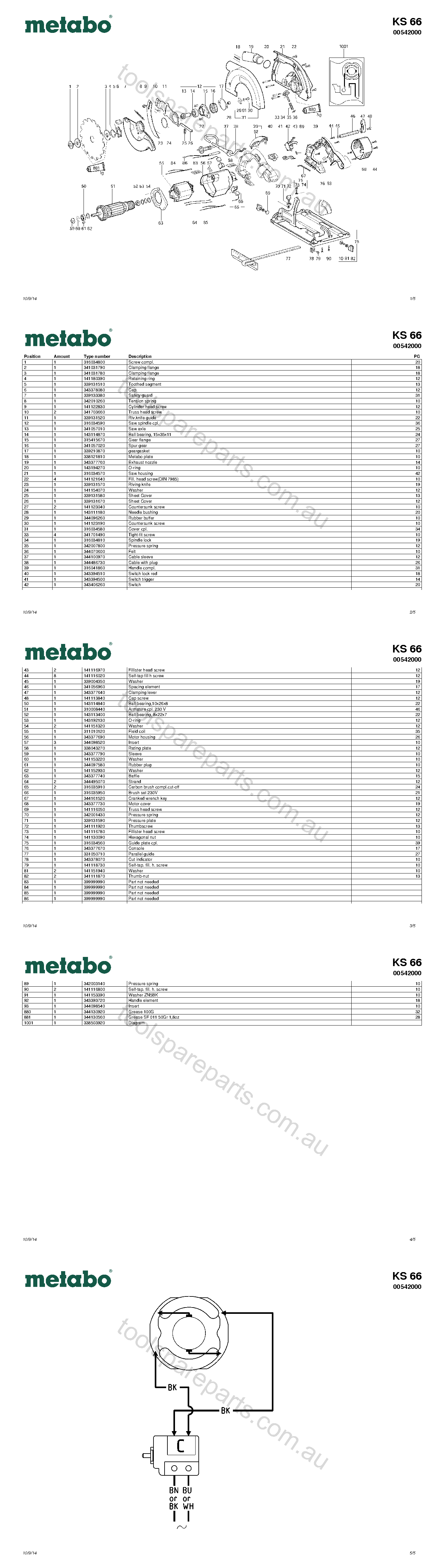 Metabo KS 66 00542000  Diagram 1