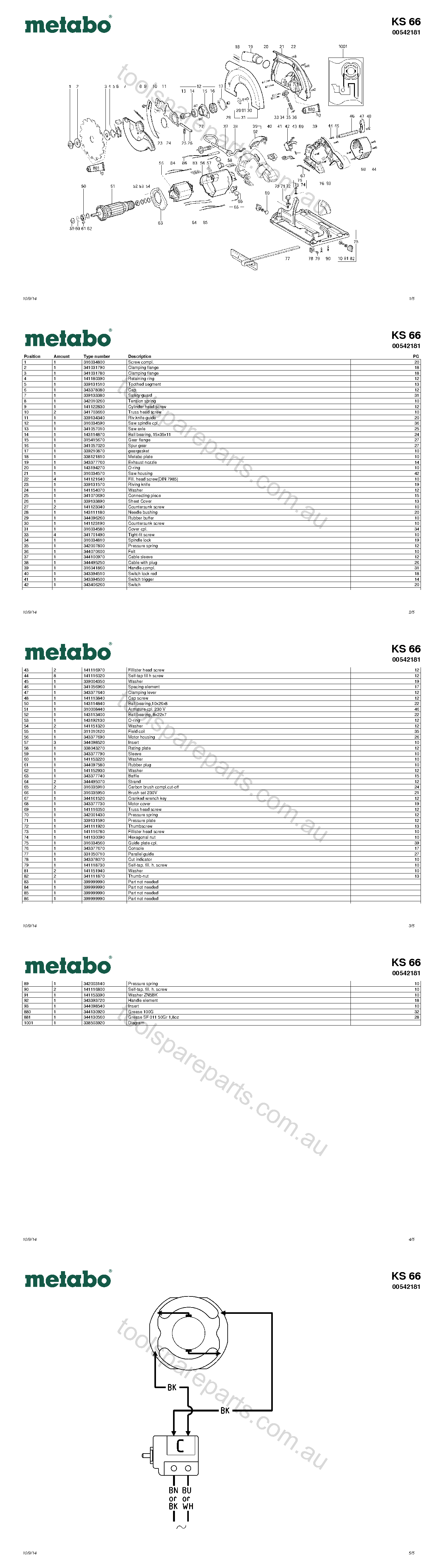 Metabo KS 66 00542181  Diagram 1