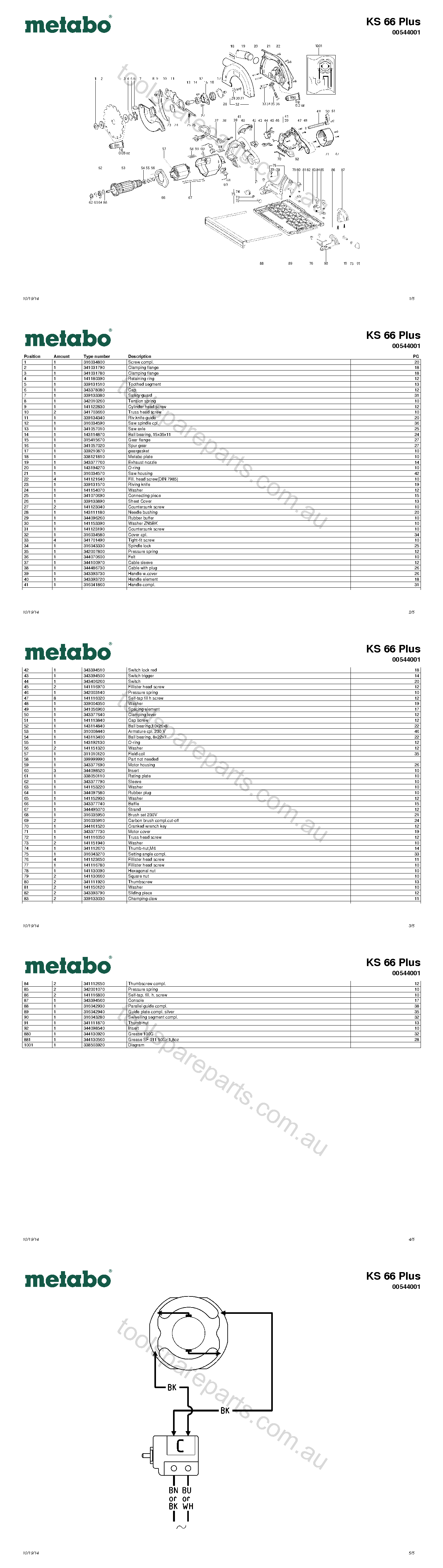 Metabo KS 66 Plus 00544001  Diagram 1