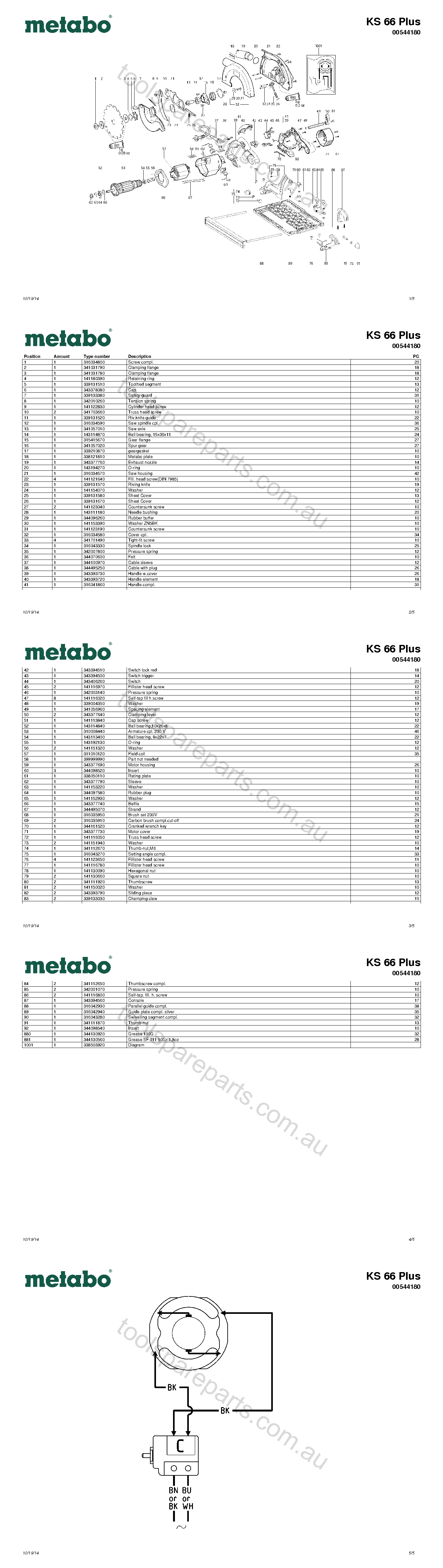 Metabo KS 66 Plus 00544180  Diagram 1