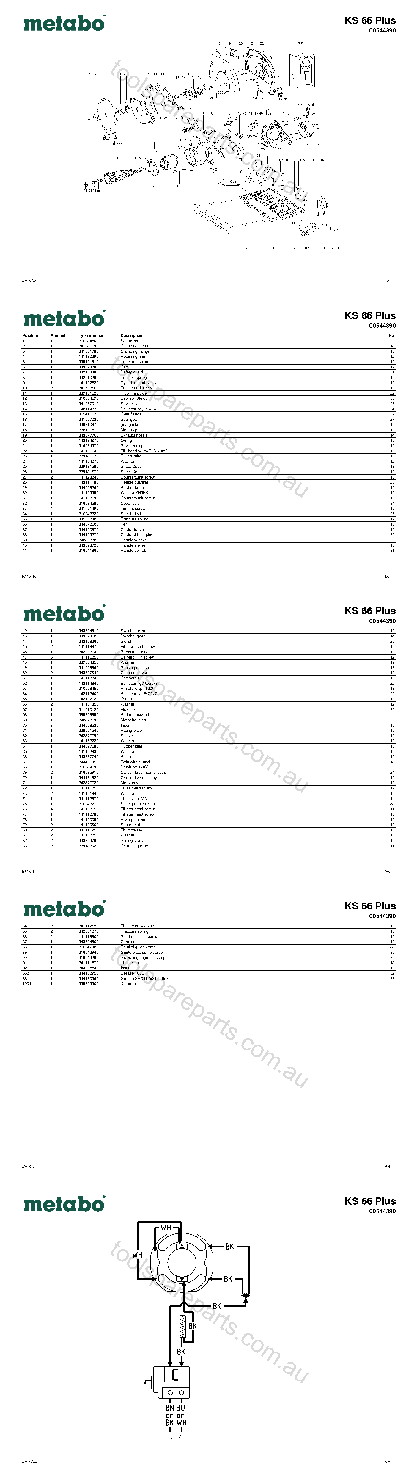 Metabo KS 66 Plus 00544390  Diagram 1