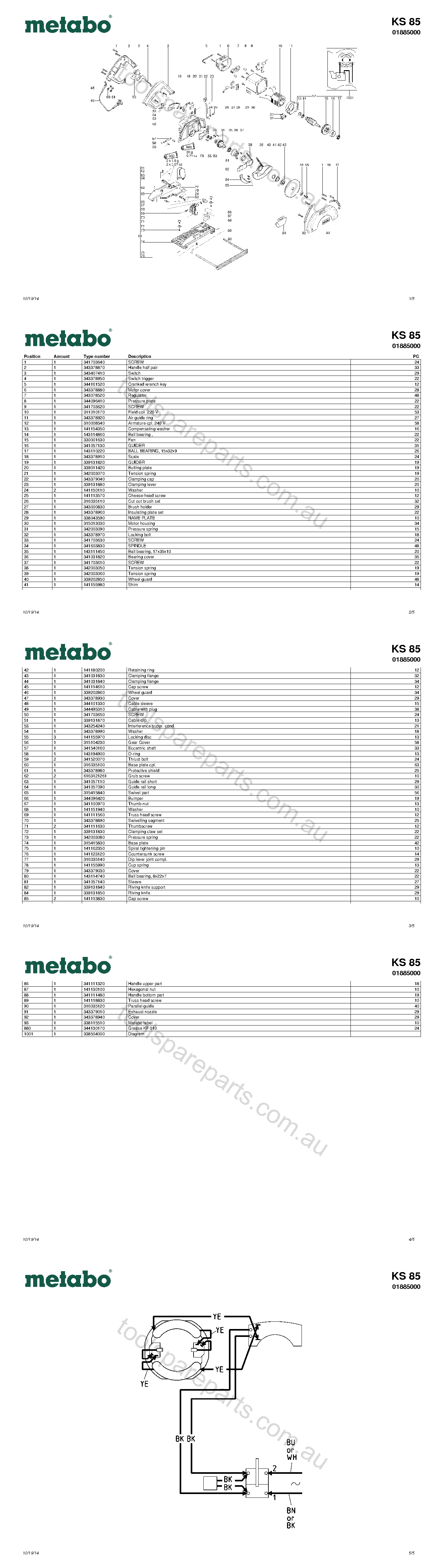 Metabo KS 85 01885000  Diagram 1