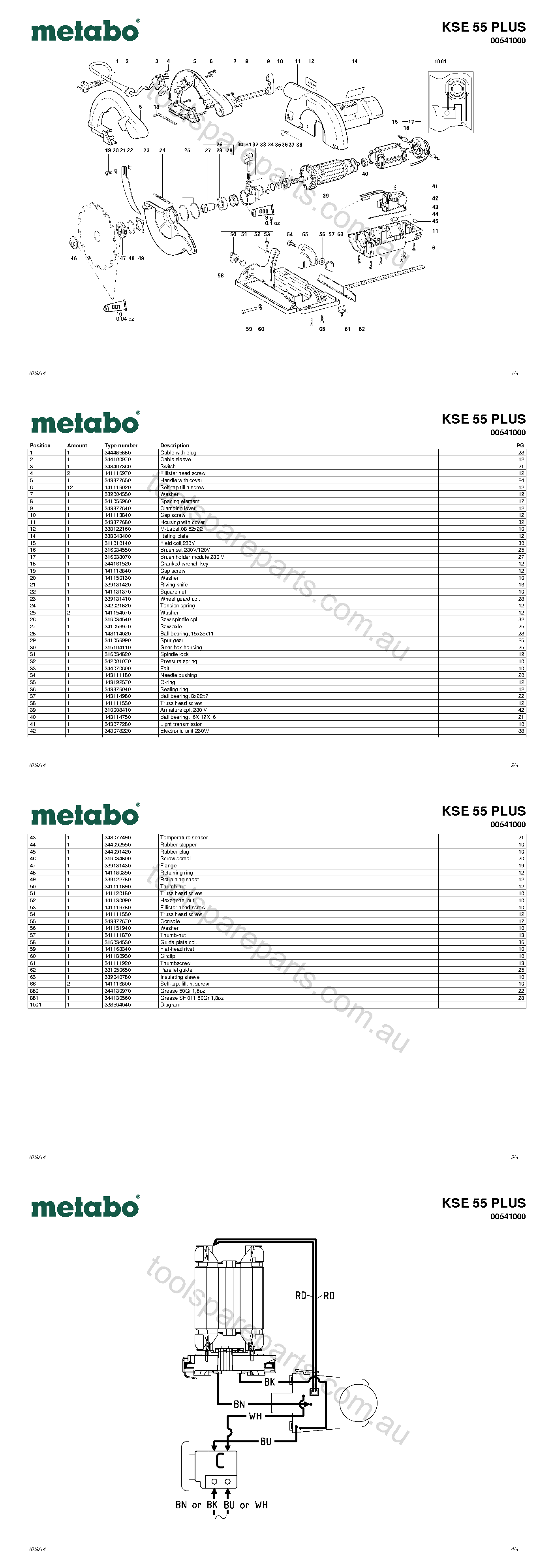 Metabo KSE 55 PLUS 00541000  Diagram 1