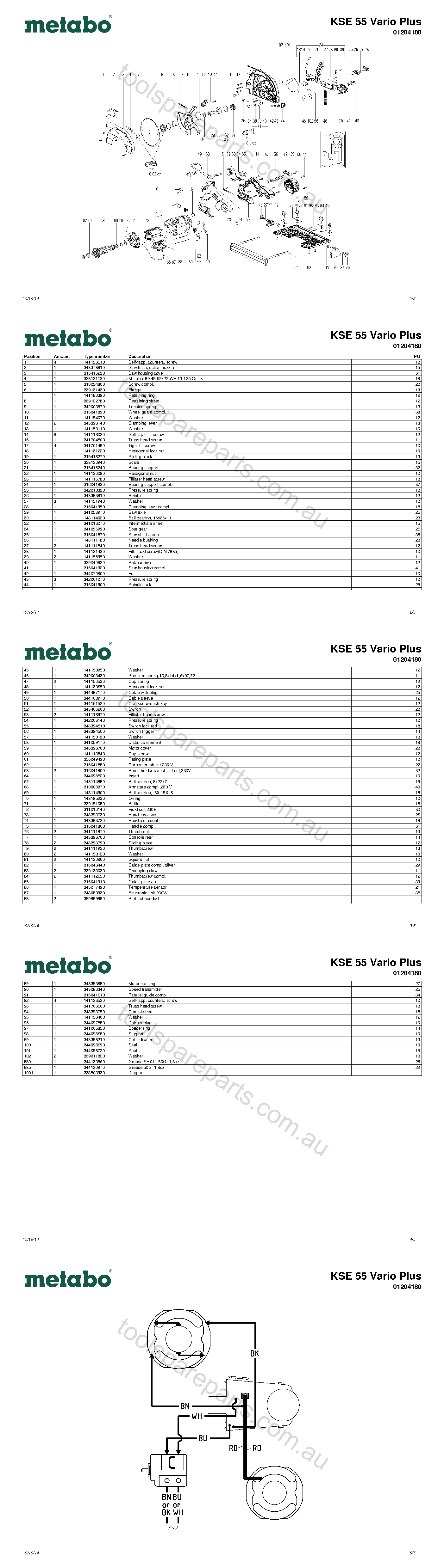 Metabo KSE 55 Vario Plus 01204180  Diagram 1