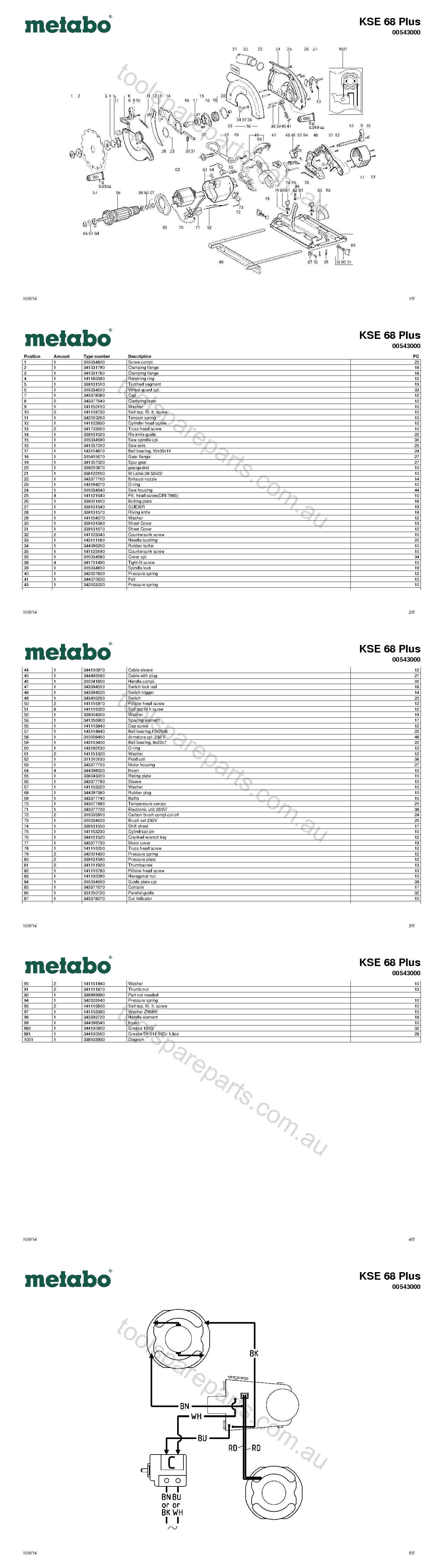 Metabo KSE 68 Plus 00543000  Diagram 1