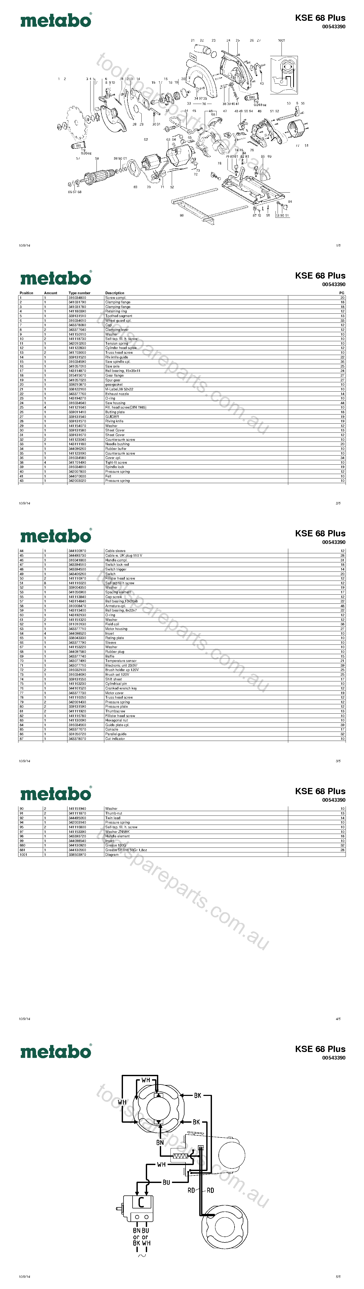 Metabo KSE 68 Plus 00543390  Diagram 1