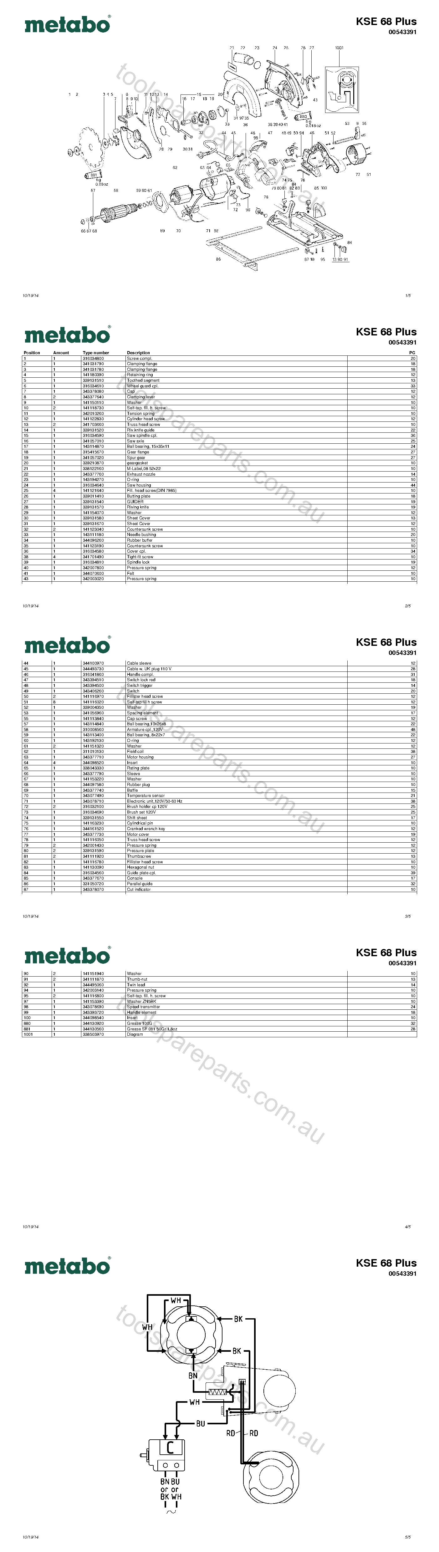 Metabo KSE 68 Plus 00543391  Diagram 1