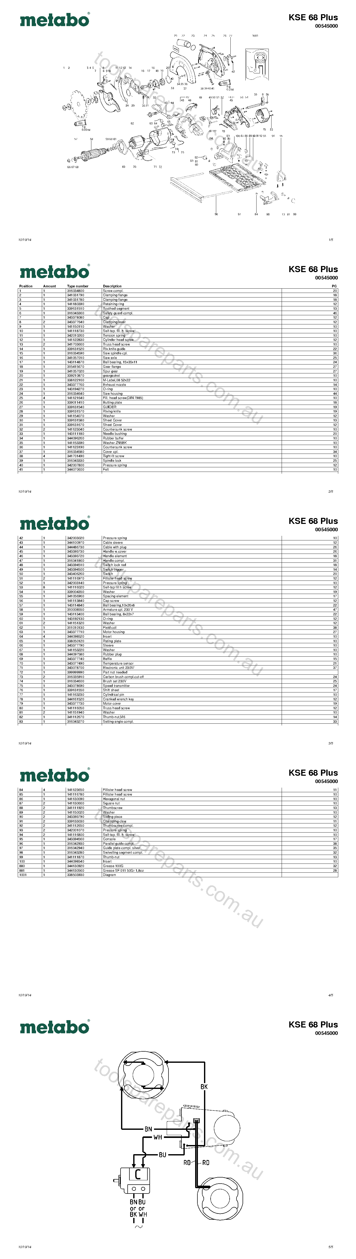 Metabo KSE 68 Plus 00545000  Diagram 1